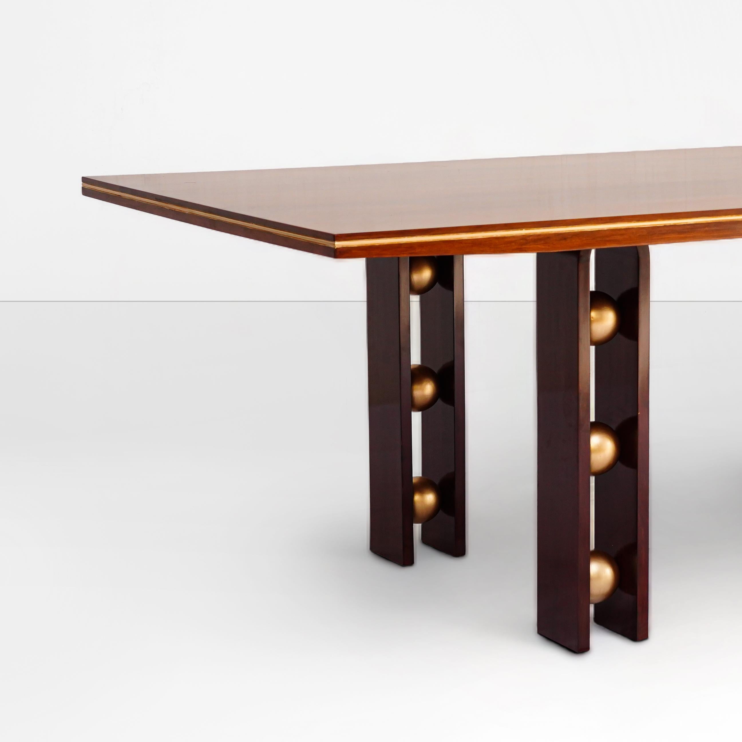 Pakistani Original industrial, Geometric, bold, transitional, modern dining table, walnut For Sale