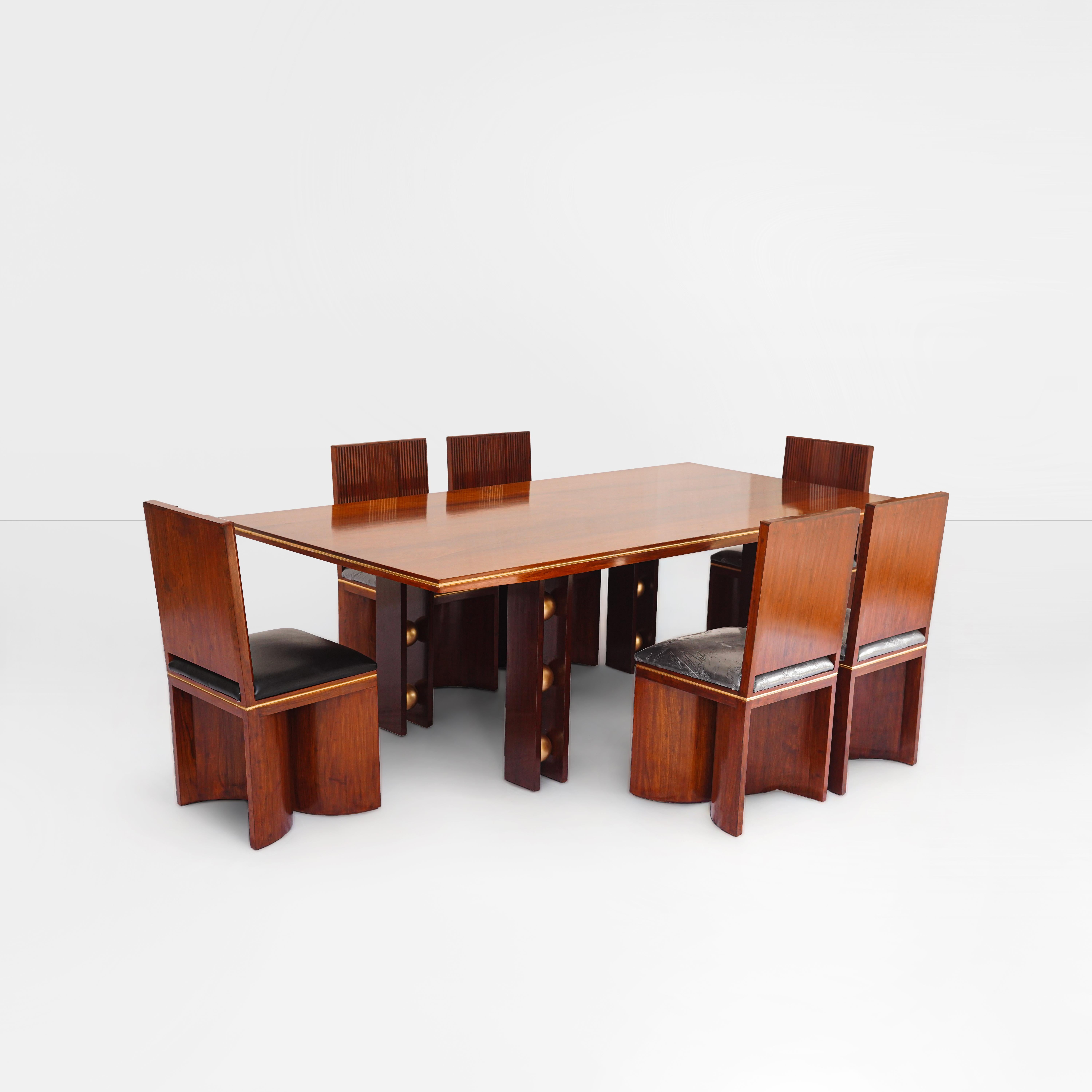Walnut Original industrial, Geometric, bold, transitional, modern dining table, walnut For Sale