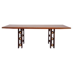 Original industrial, Geometric, bold, transitional, modern dining table, walnut