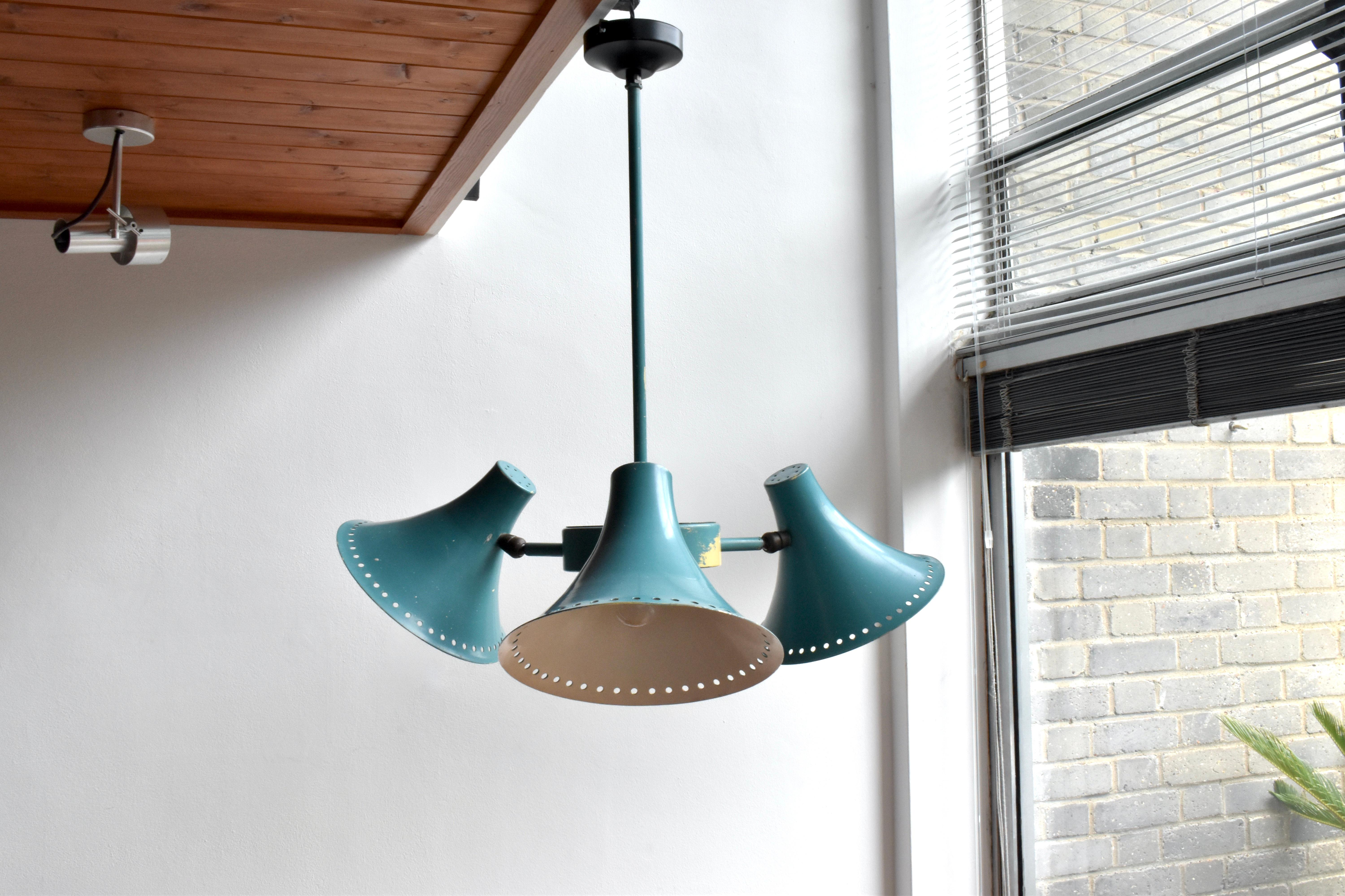British Original Industrial Pendant Lamp Salvaged From A 1930s London Factory For Sale