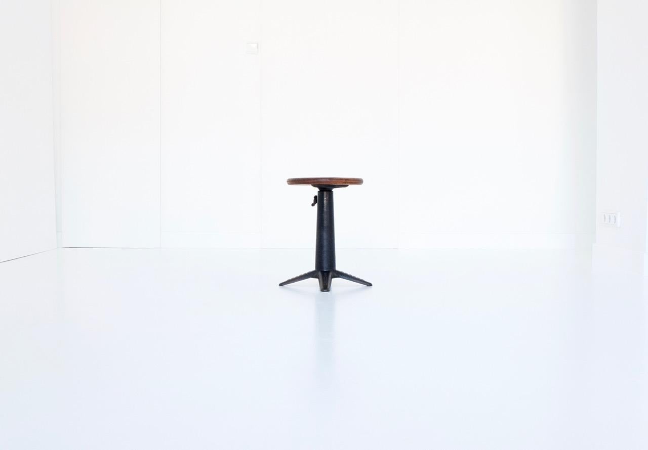 Iron Original Industrial Singer Stool, Height Adjustable, circa 1930