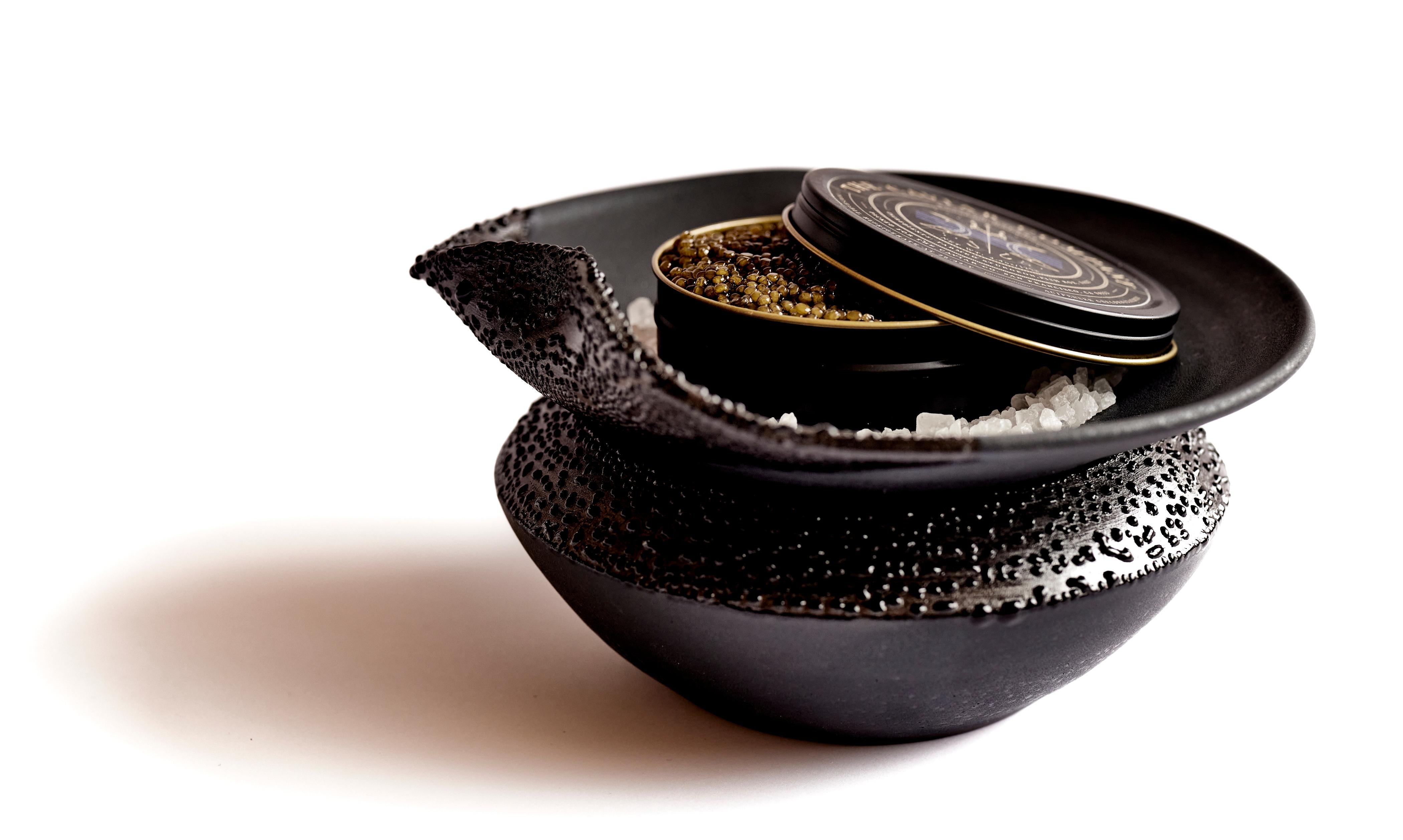 American Original Ink Texture Caviar Server by Erin Hupp For Sale