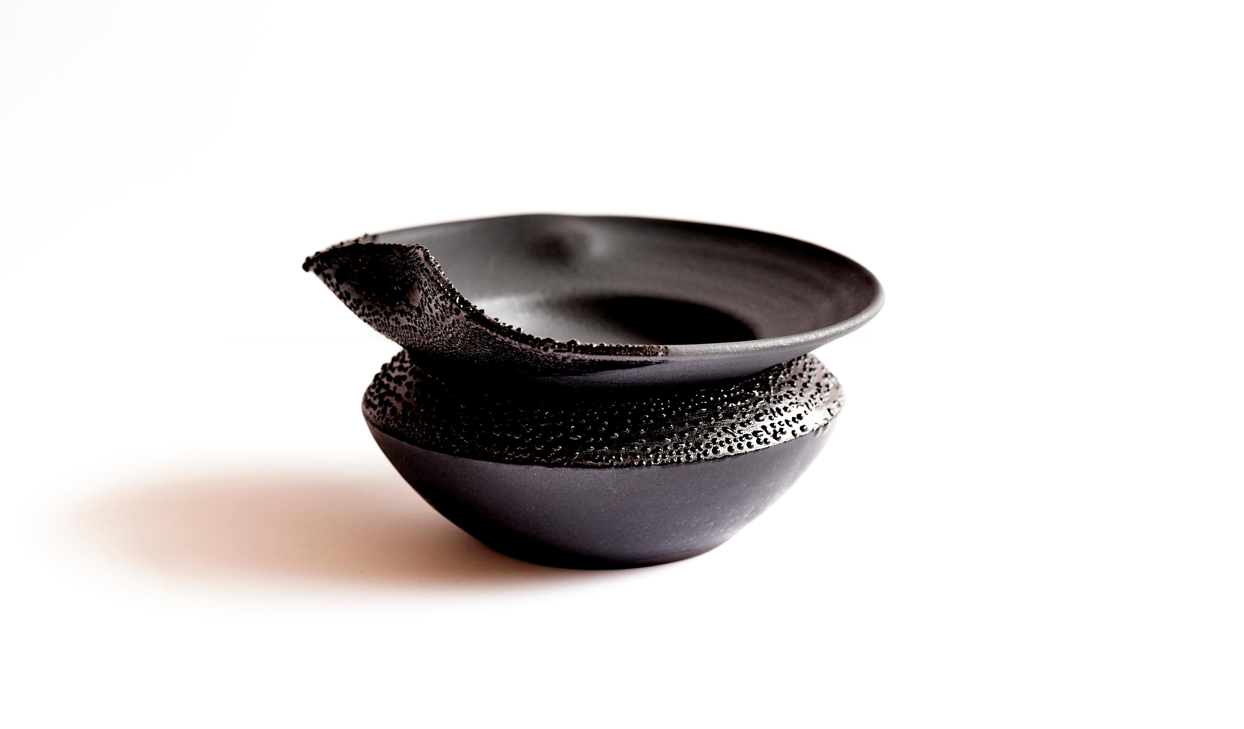 Glazed Original Ink Texture Caviar Server by Erin Hupp For Sale