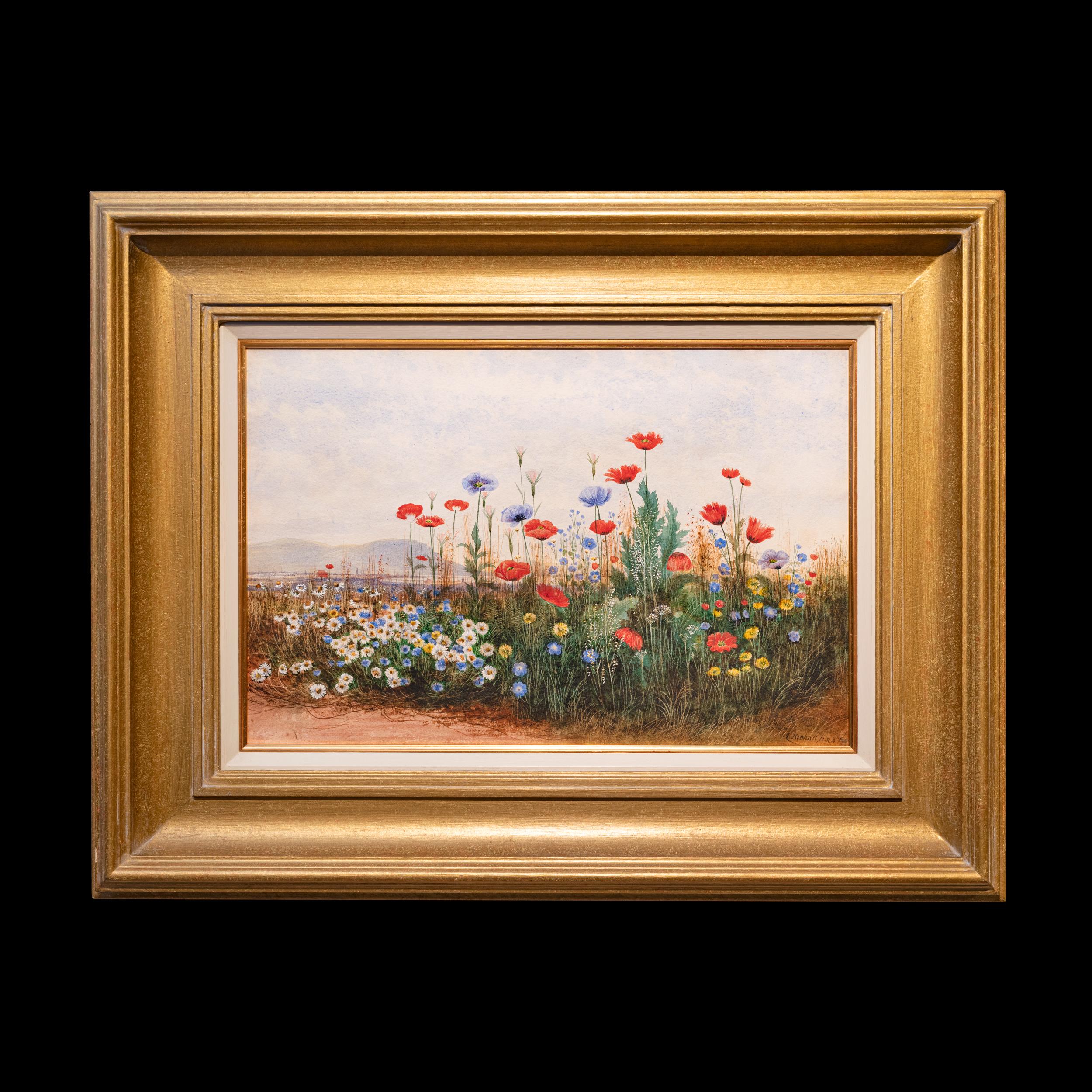 Artist: Andrew Nicholl R.H.A. (1804-1886)

Bank Of Wild Flowers, Poppies And Daisies

Canvas Size: H: 14 in / 35.6 cm ; W: 21 in / 53.3 cm

Framed Size: H: 24 in / 61 cm ; W: 30 3/4 in / 78.2

Medium: Watercolour

Signed: Lower Left: A. Nicholl,