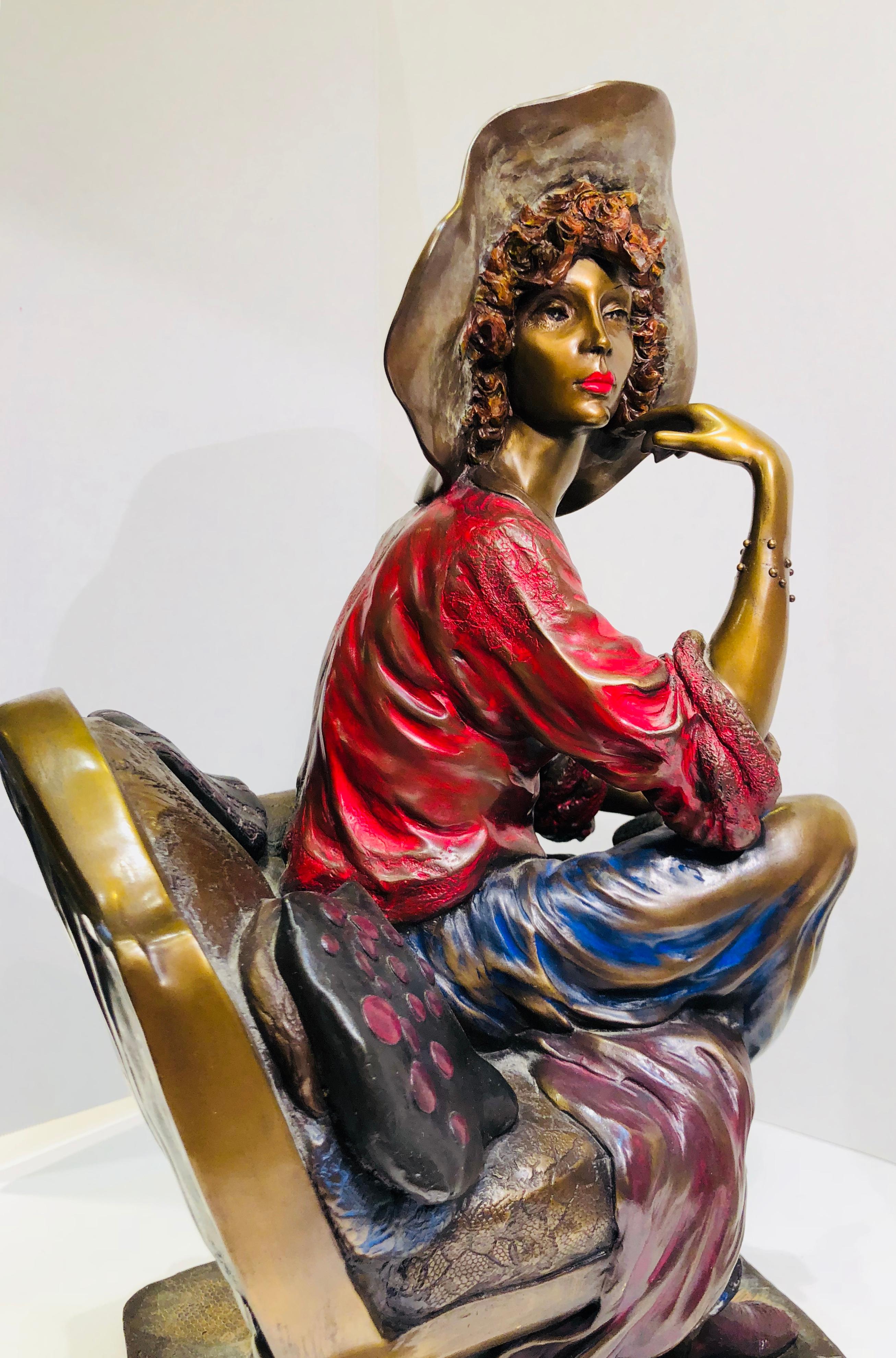 Late 20th Century Original Isaac Maimon Bronze Polychrome Sculpture 