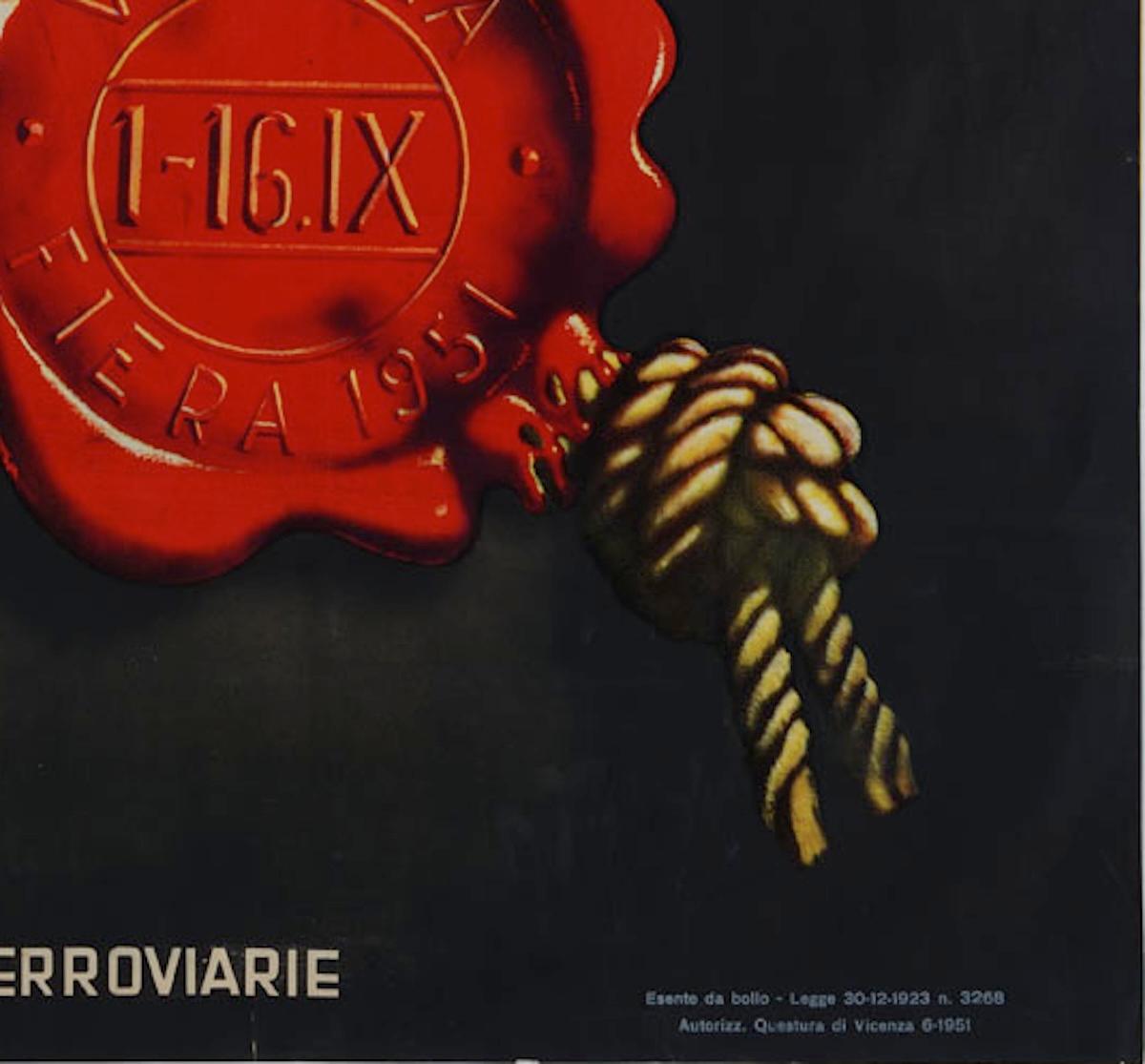 Cartel publicitario original italiano de 1951 para lana y cerámica . Vicenza, Italia Italiano en venta