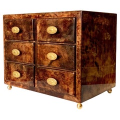 Original Italian Aldo Tura Goatskin Jewelry Chest circa 1950's