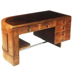 Original Italian Art Deco Desk in Walnut and Briar Root, 1930s