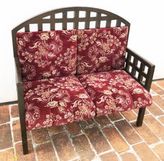 Original Italian Beech Sofa  with Damask Cushions, Particular Design