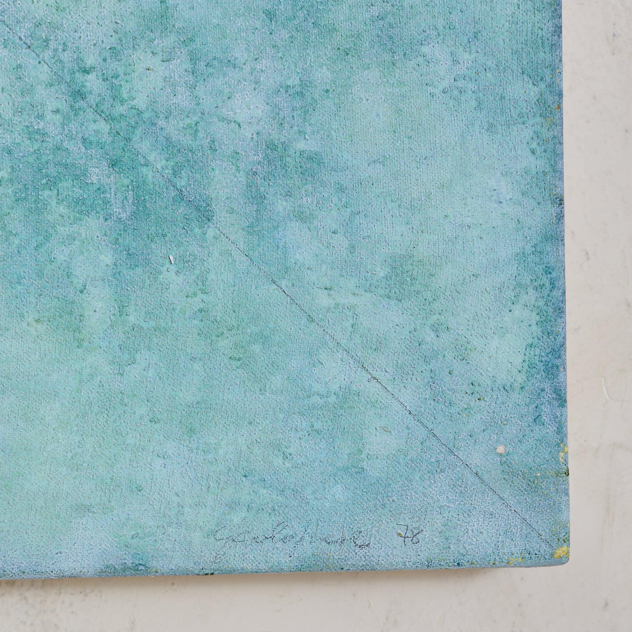 Mid-Century Modern Peinture originale italienne sur toile bleu et indigo, signée 1978 en vente