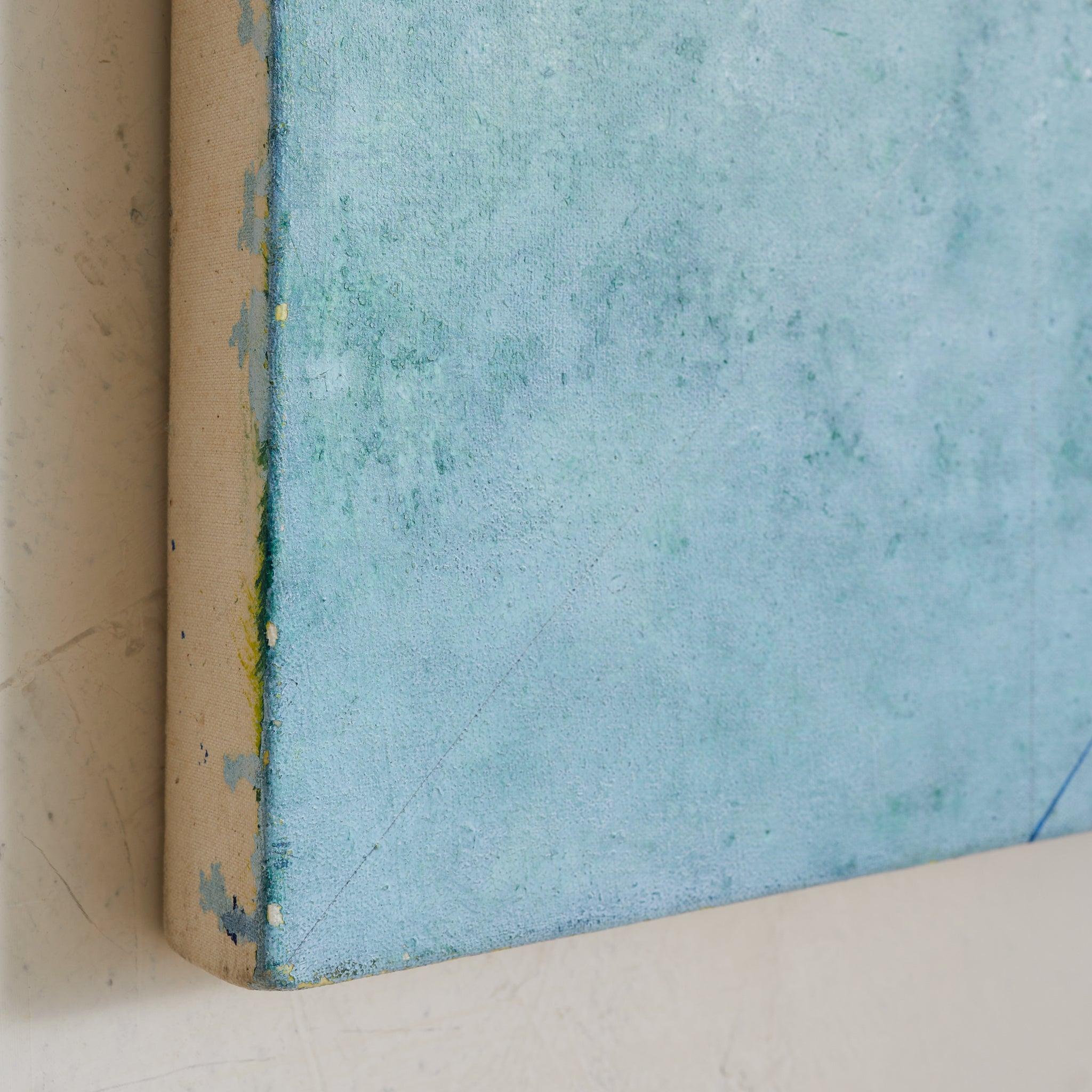 Peinture originale italienne sur toile bleu et indigo, signée 1978 en vente 1