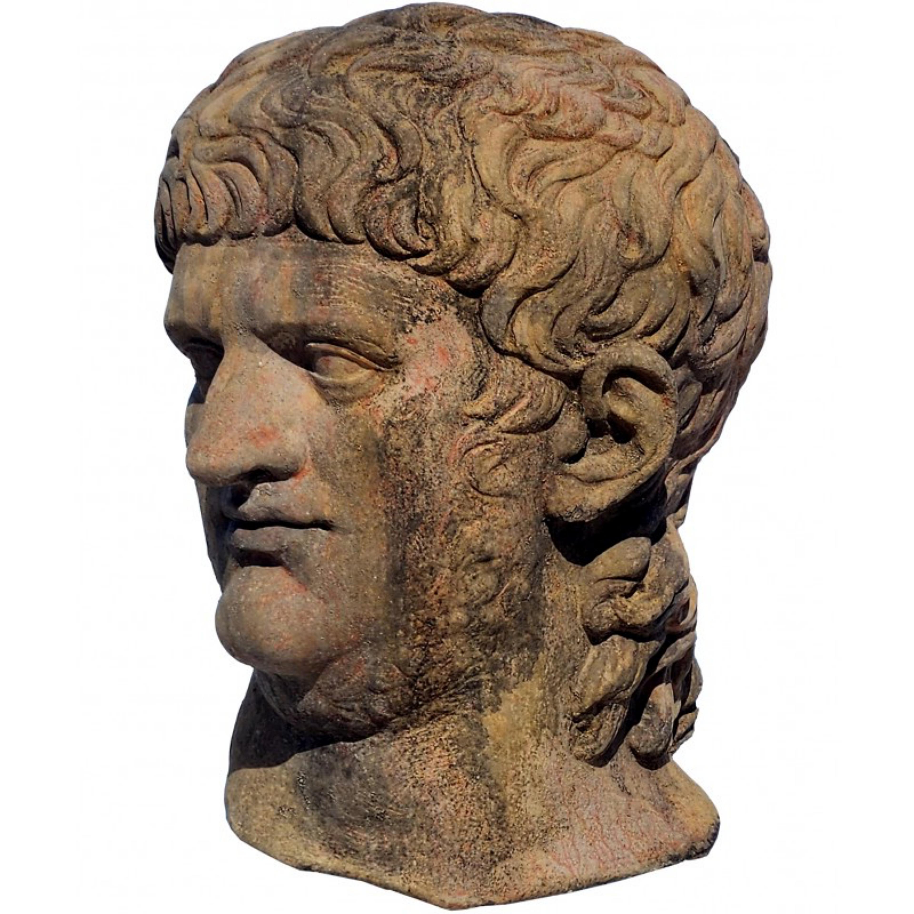 Modern Original Italian Bust of Nerone in Terracotta, 20th Century For Sale
