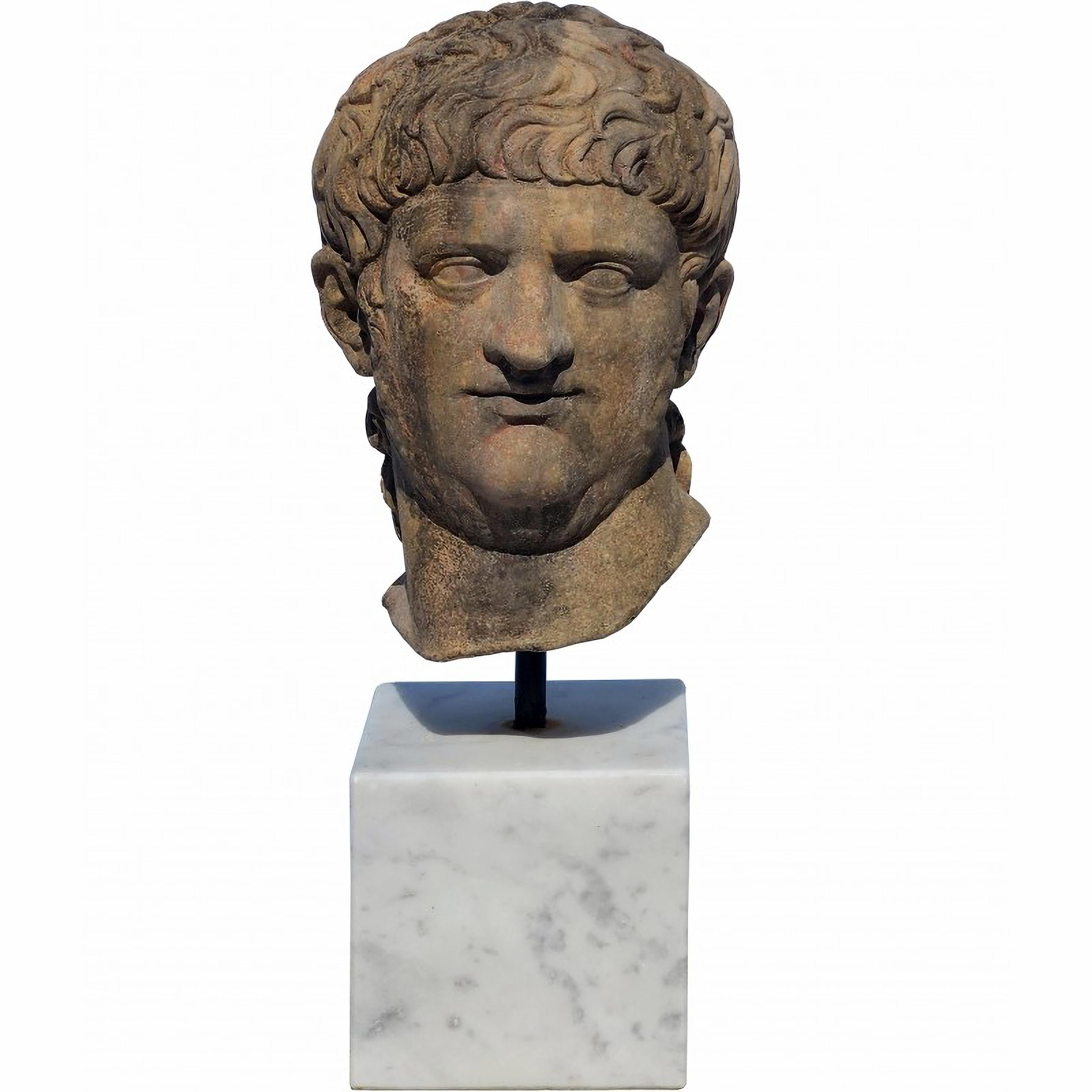 Hand-Crafted Original Italian Bust of Nerone in Terracotta, 20th Century For Sale