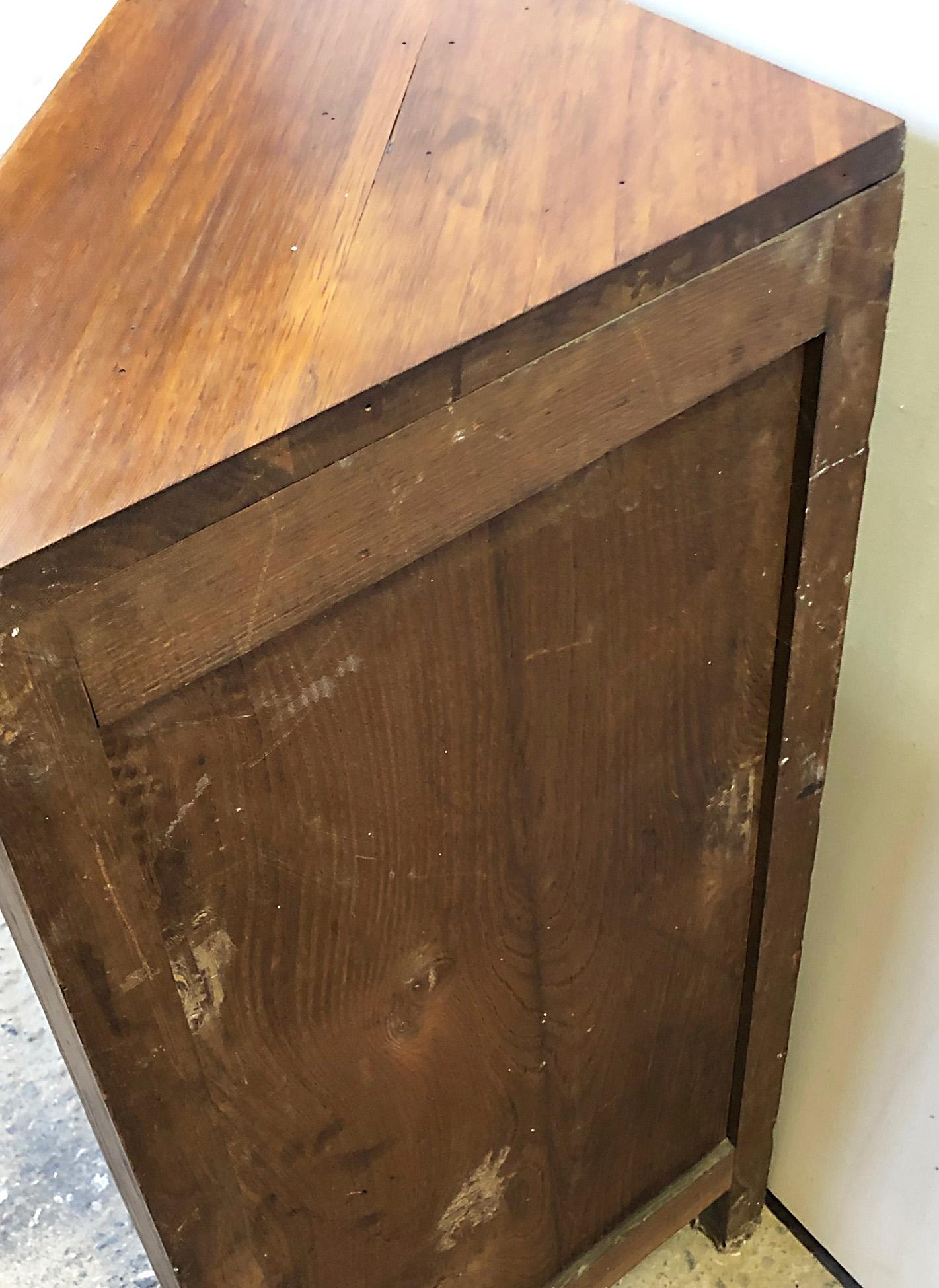 Original Italian Corner Cupboard from 1930 in Oak with Honey-Colored Inlays 5