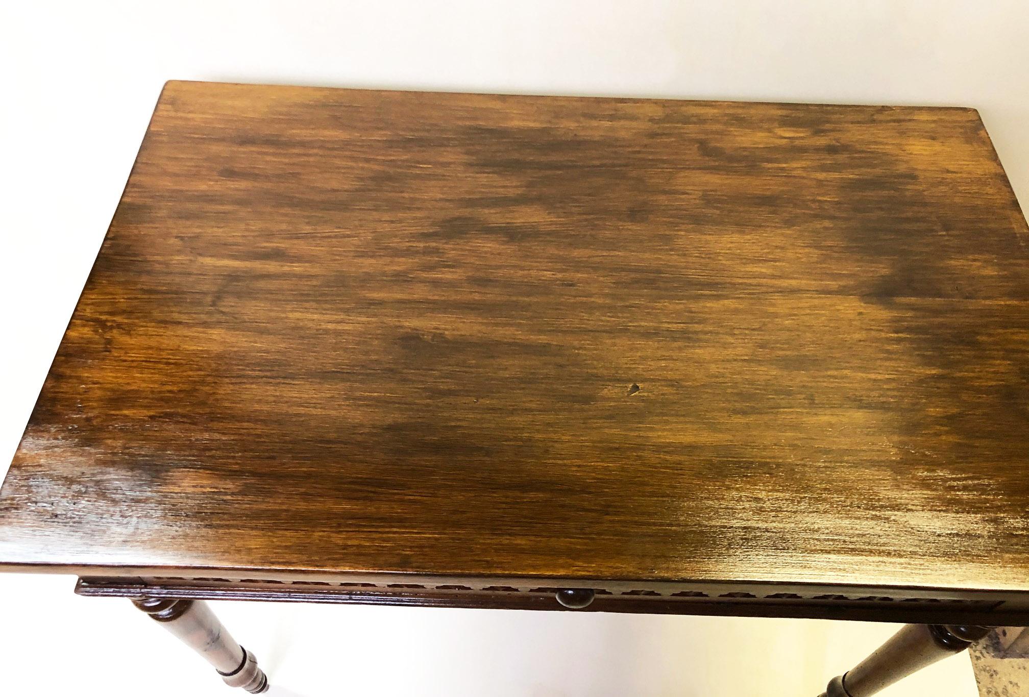 Late 19th Century Original Italian Desk Table in Walnut with Perimeter Carvings from 1880