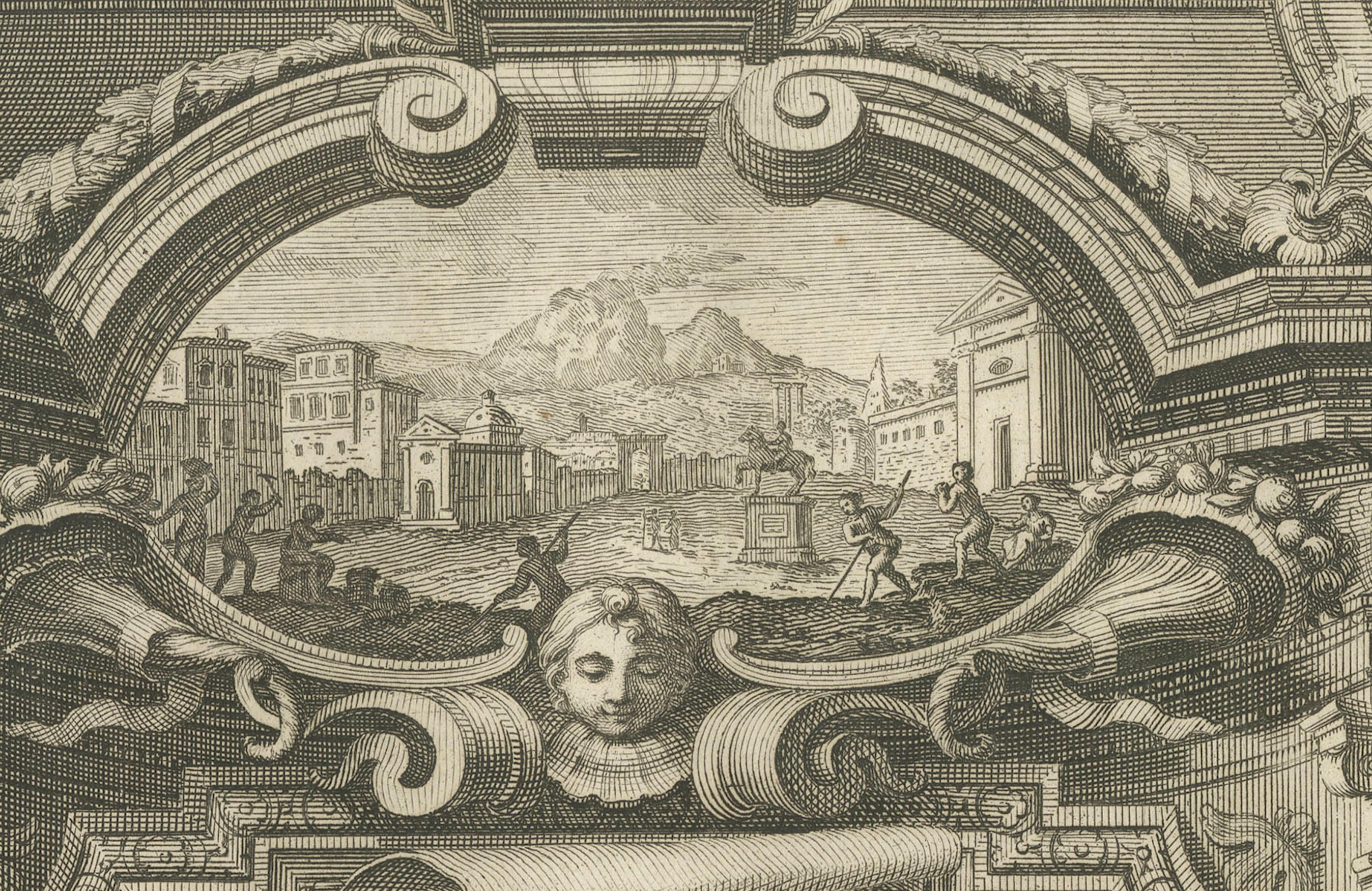 Original Italian Frontispiece with Classic Elegance Engravings, 1757  For Sale 2