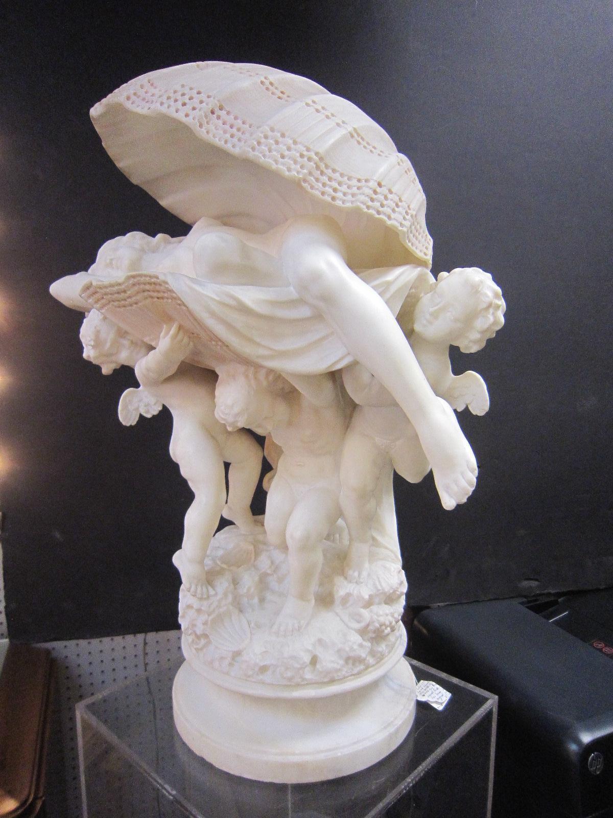 Original Italian Hand Carved Nude Sculpture/ Lamp Signed Umberto Stiaccini For Sale 2