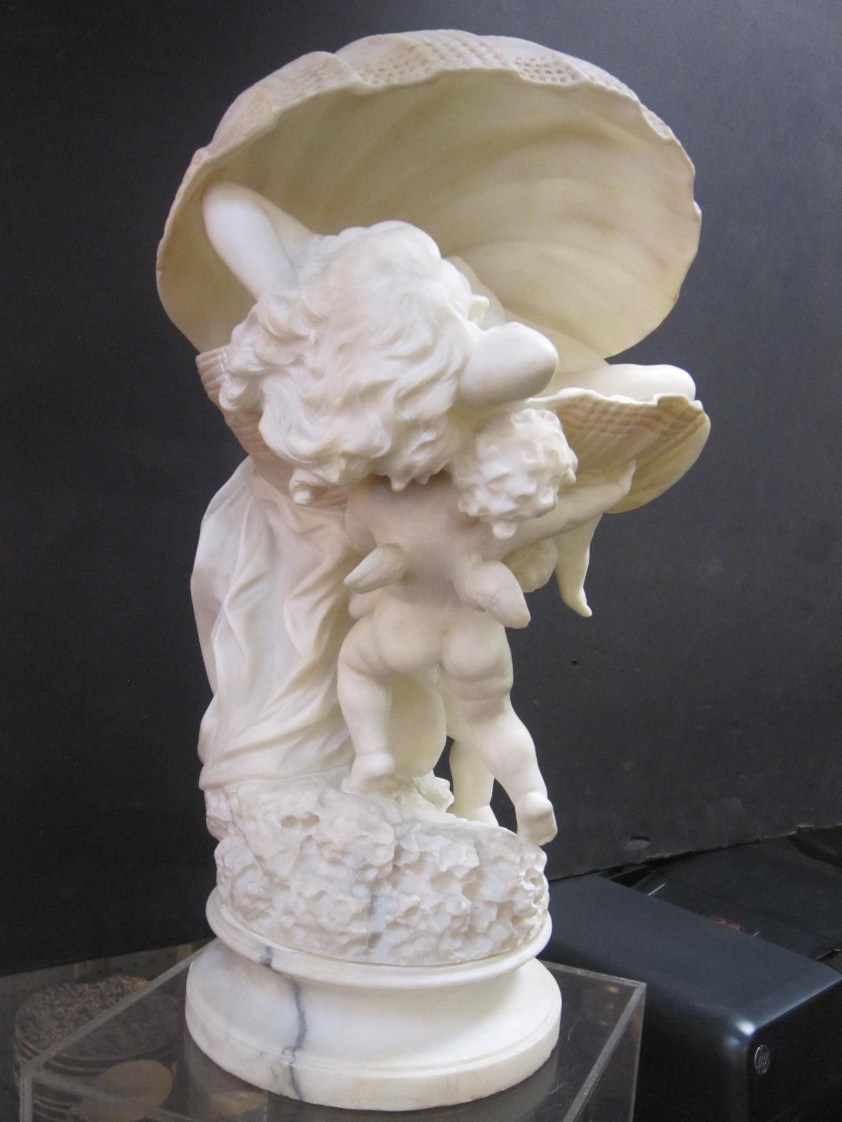 Original Italian Hand Carved Nude Sculpture/ Lamp Signed Umberto Stiaccini For Sale 3