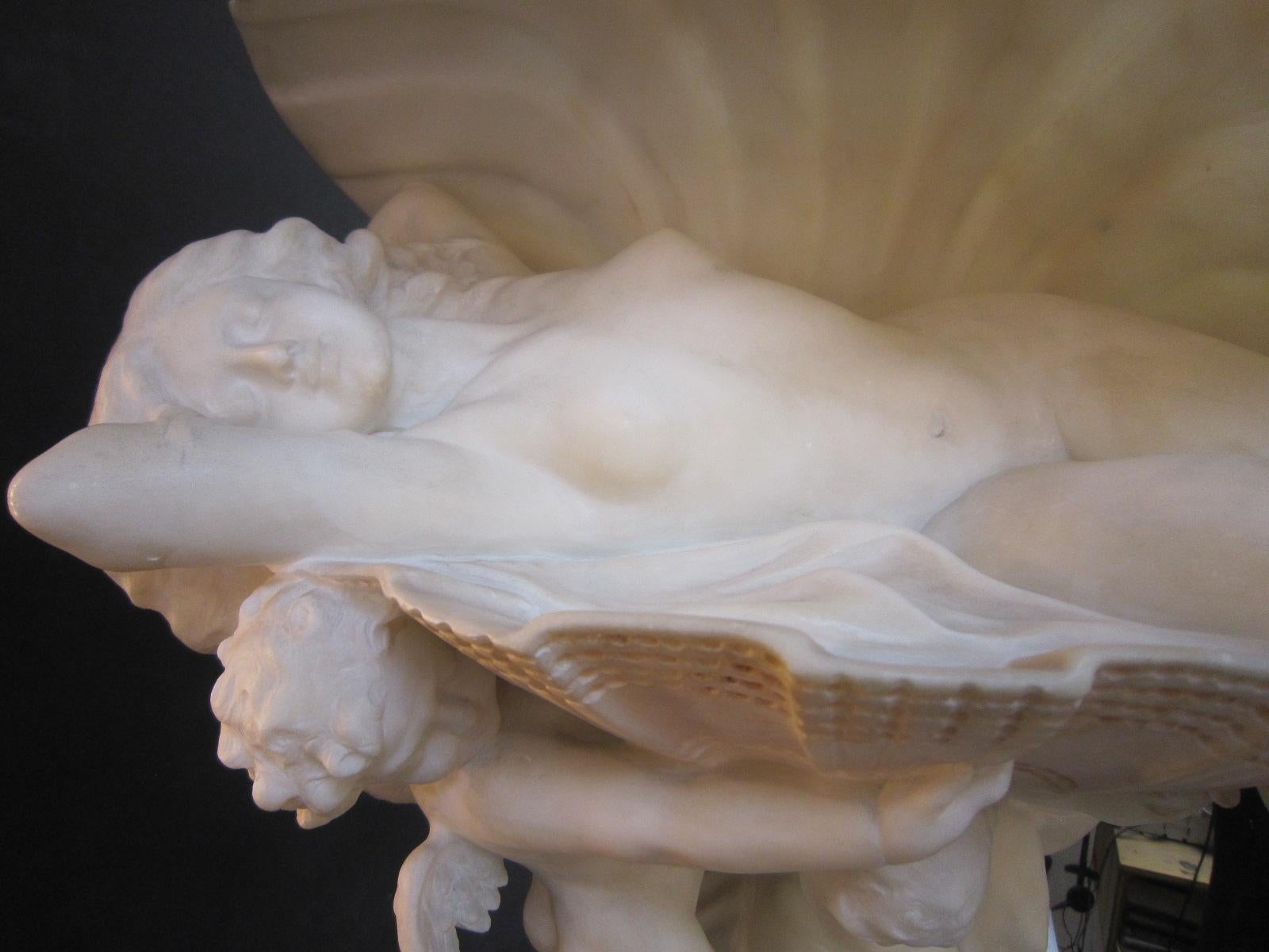 Original Italian Hand Carved Nude Sculpture/ Lamp Signed Umberto Stiaccini For Sale 5