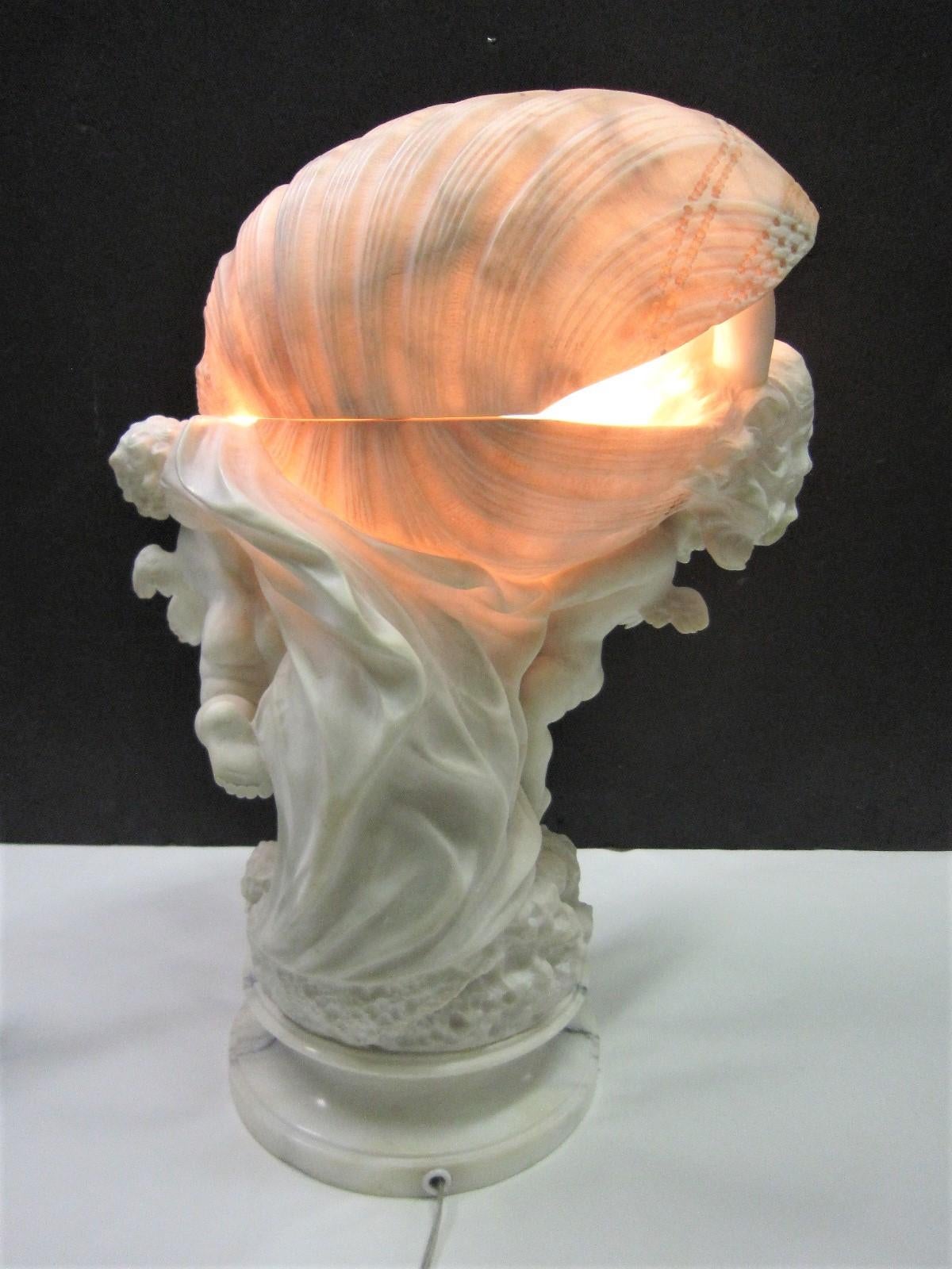 Original Italian Hand Carved Nude Sculpture/ Lamp Signed Umberto Stiaccini For Sale 10