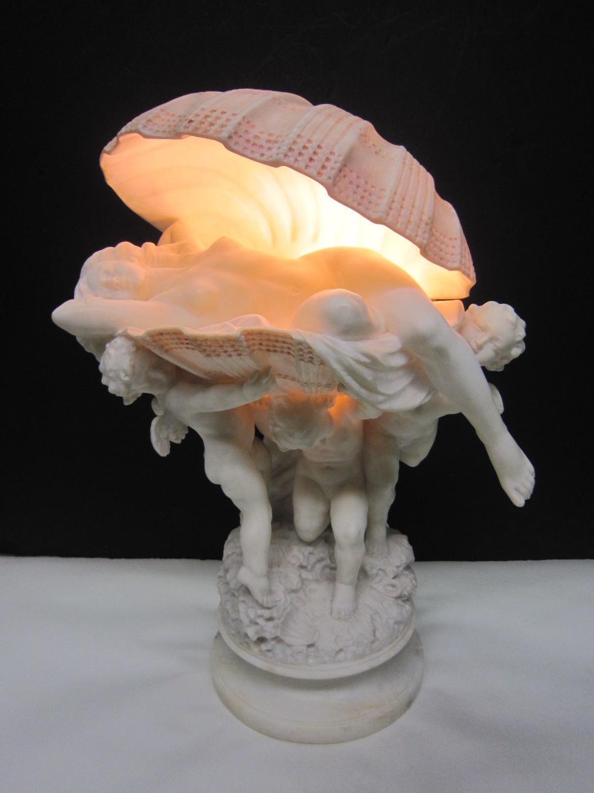 Art Deco Original Italian Hand Carved Nude Sculpture/ Lamp Signed Umberto Stiaccini For Sale