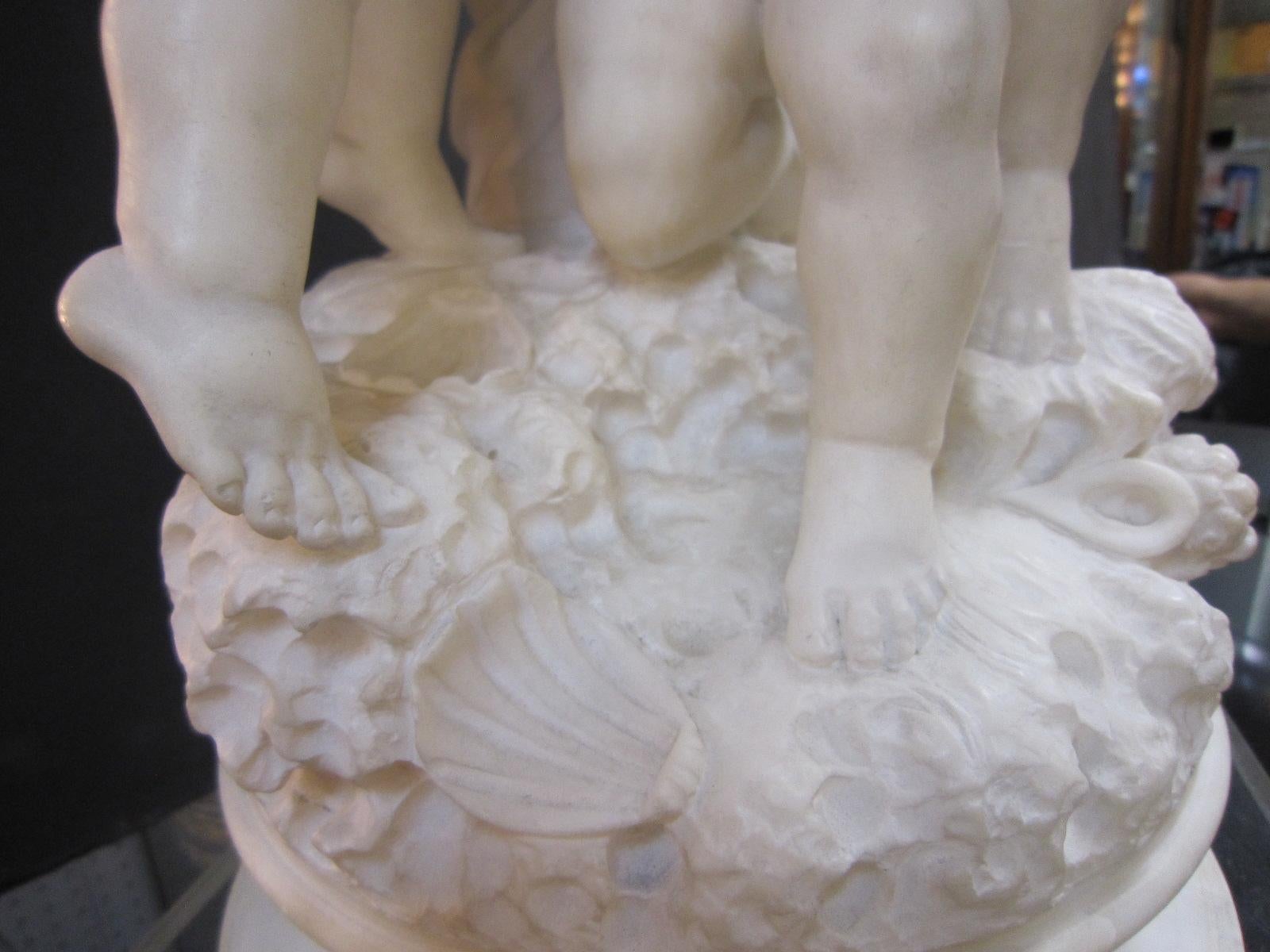 Alabaster Original Italian Hand Carved Nude Sculpture/ Lamp Signed Umberto Stiaccini For Sale