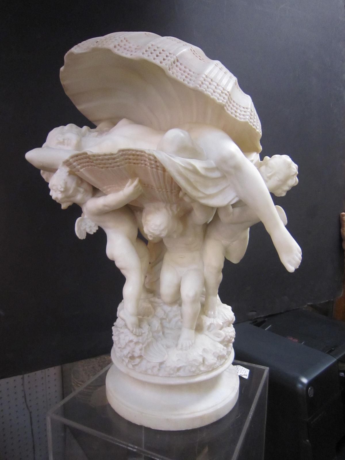 Original Italian Hand Carved Nude Sculpture/ Lamp Signed Umberto Stiaccini For Sale 1