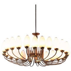 Original Italian Large Chandelier 24-Light, 1950s Style Gio Ponti Lelli Angelo