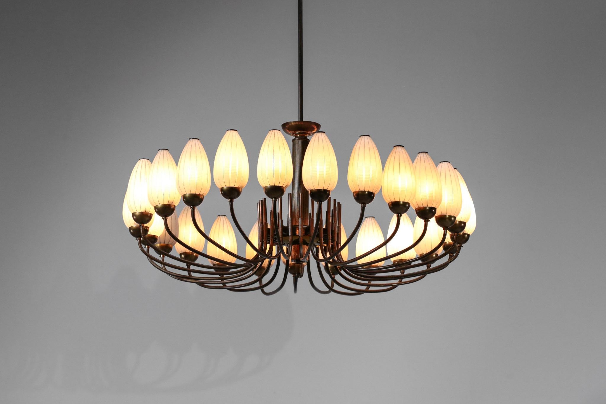 Original Italian Large Chandelier 24-Light, 1950s Style Gio Ponti Lelli Angelo 8