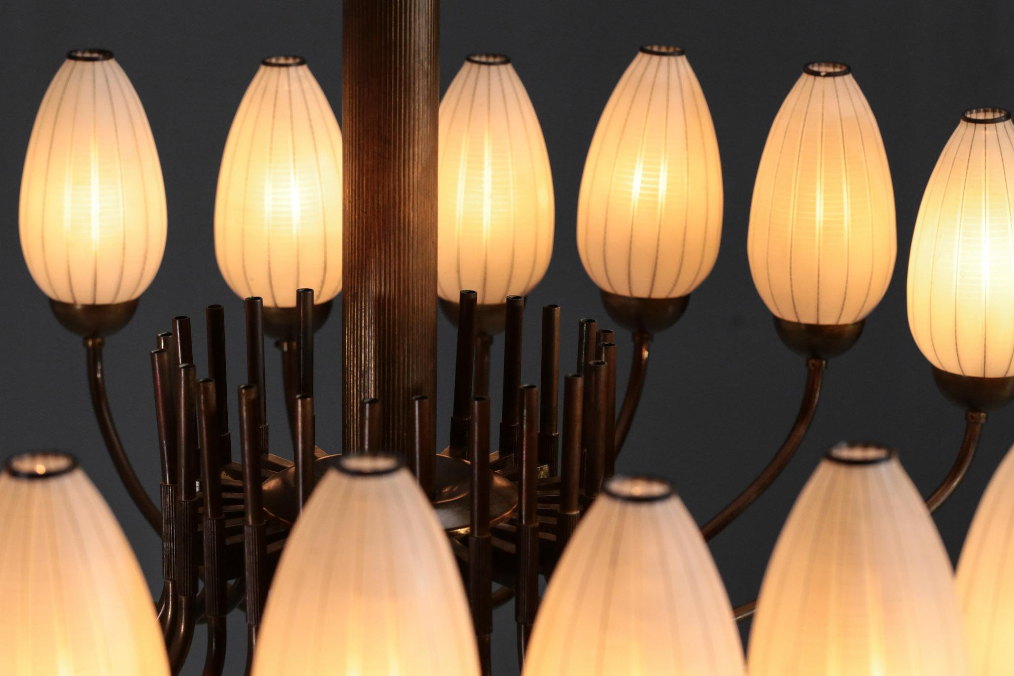 Original Italian Large Chandelier 24-Light, 1950s Style Gio Ponti Lelli Angelo 12