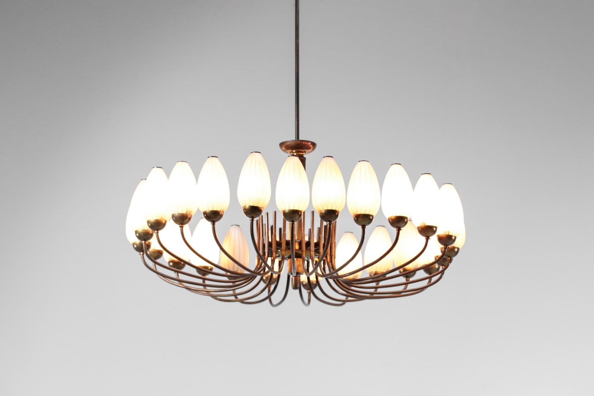Mid-Century Modern Original Italian Large Chandelier 24-Light, 1950s Style Gio Ponti Lelli Angelo