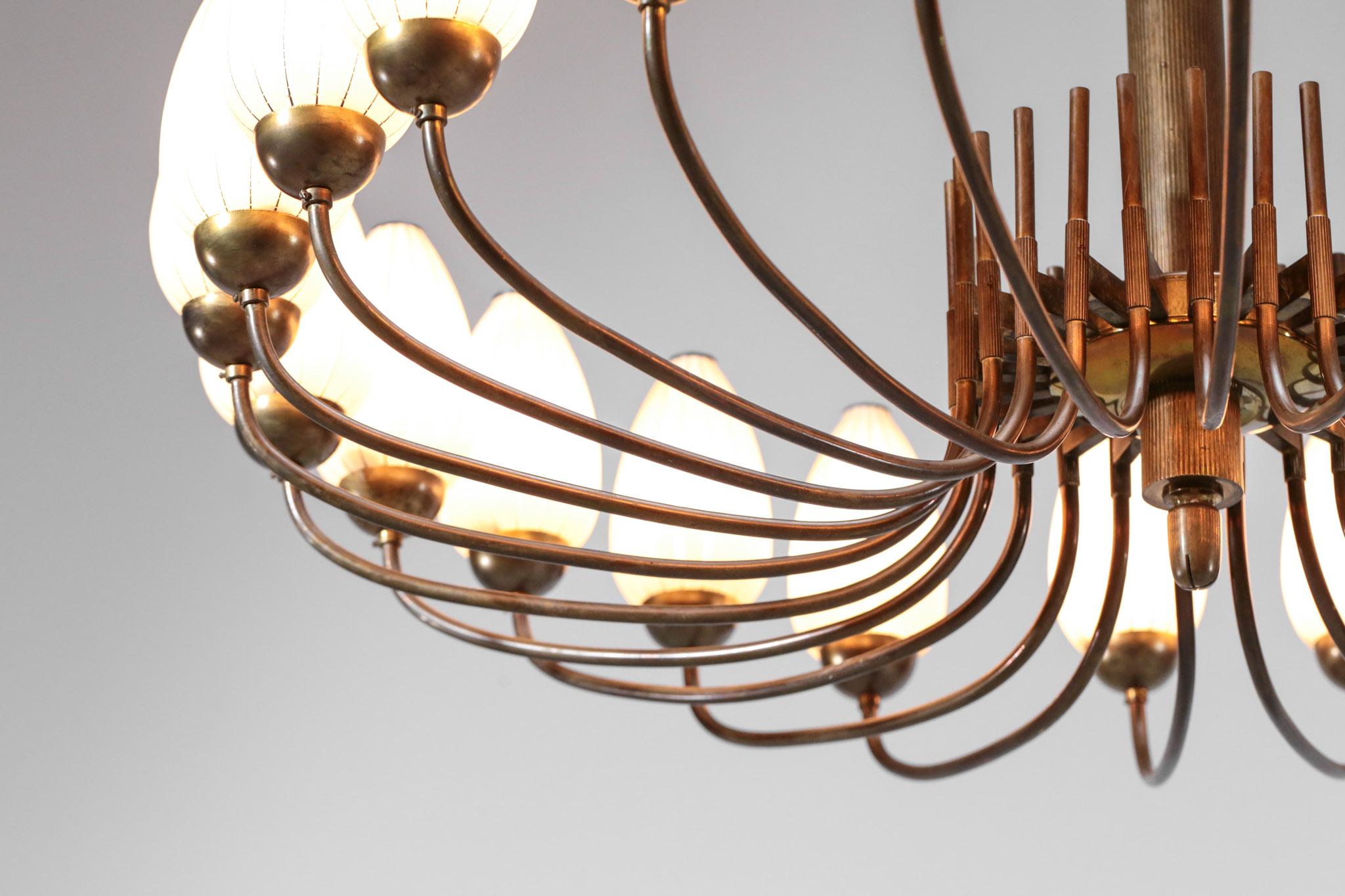 Original Italian Large Chandelier 24-Light, 1950s Style Gio Ponti Lelli Angelo In Good Condition In Ternay, Auvergne-Rhône-Alpes