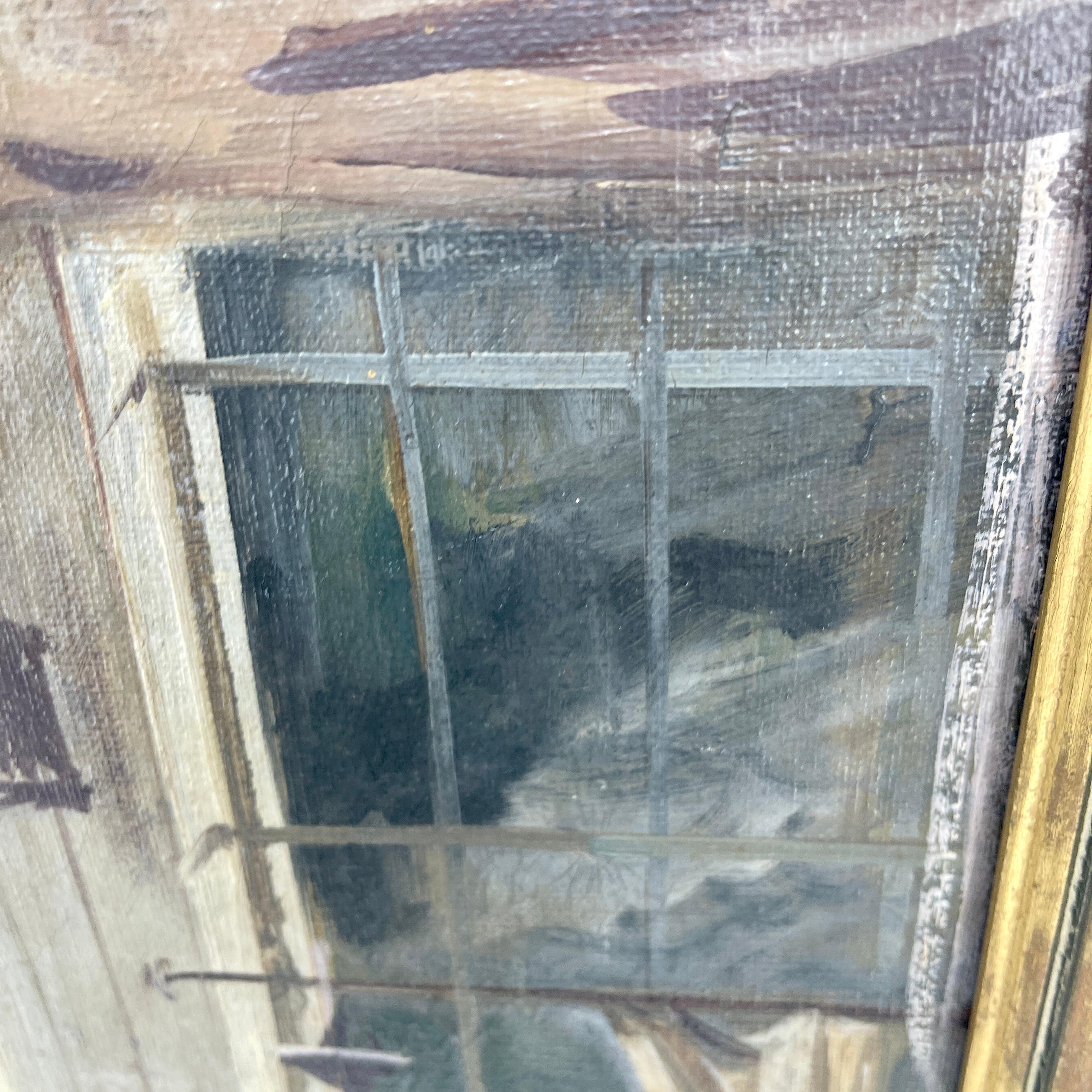 Original Italian Oil Painting of an Artists Studio, Rome 1960 4