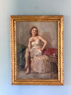 Original Italian Oil Painting Portrait Of A Woman – Attilio Toro (1892–1982)