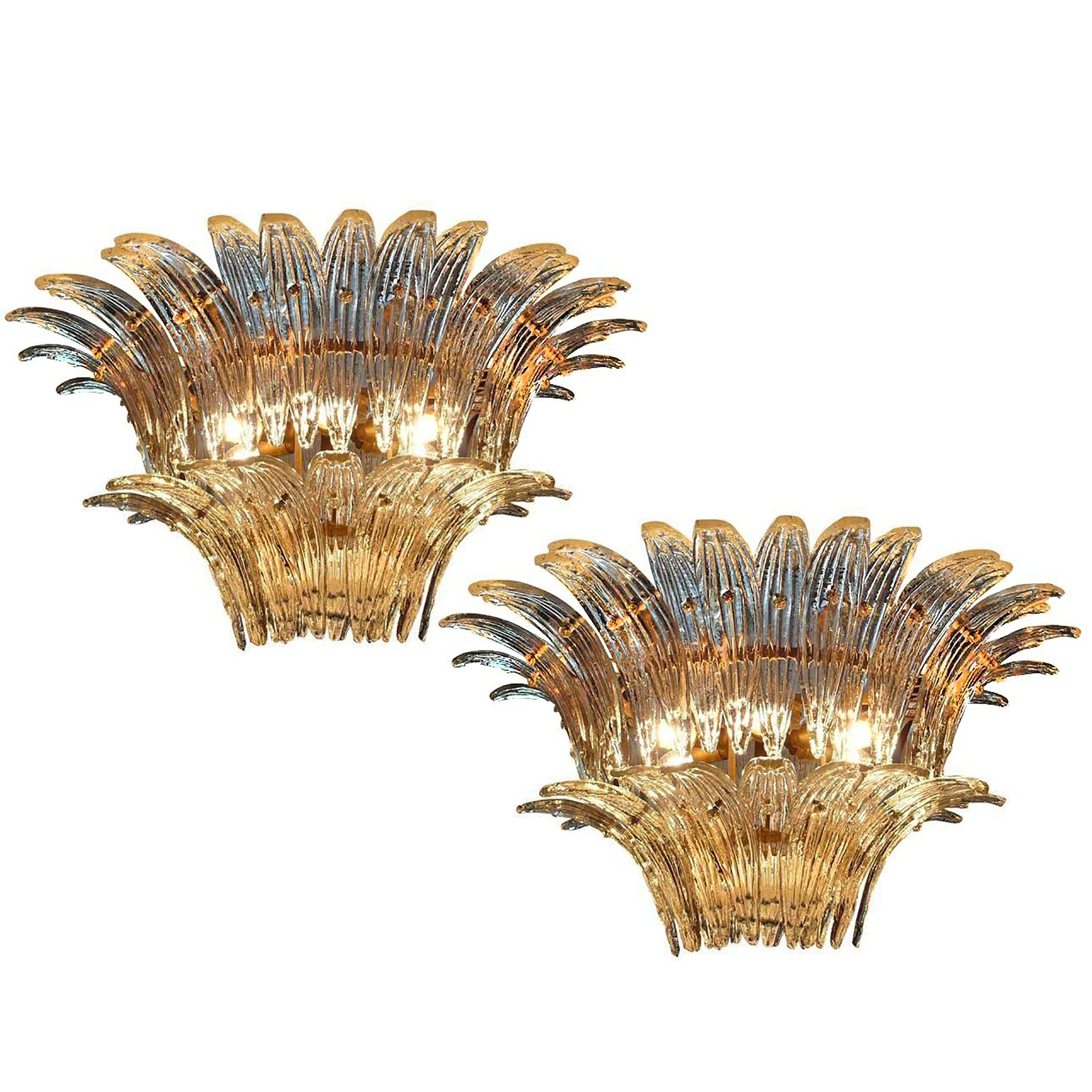 Original Italian Palmette Sconces by Barovier & Toso, Murano, 1960