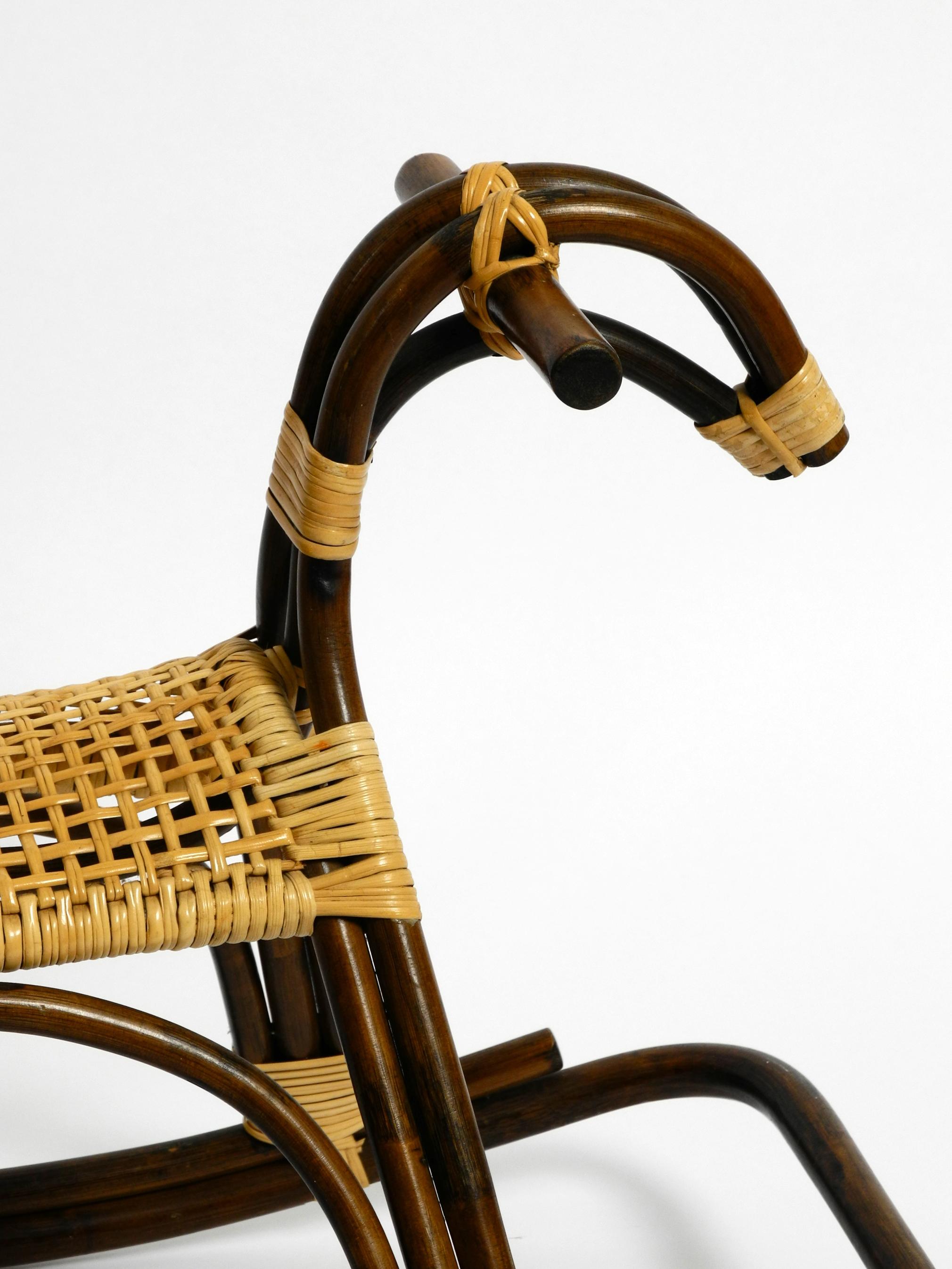 Original Italian Rocking Horse Made of Bamboo and Rattan For Sale 7