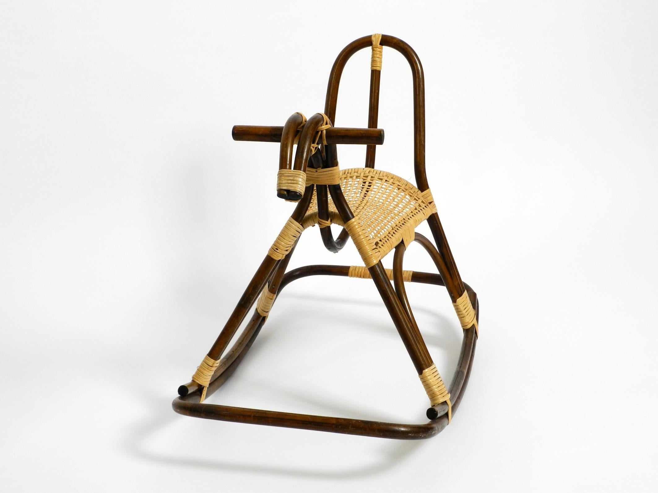 Original Italian Rocking Horse Made of Bamboo and Rattan For Sale 10