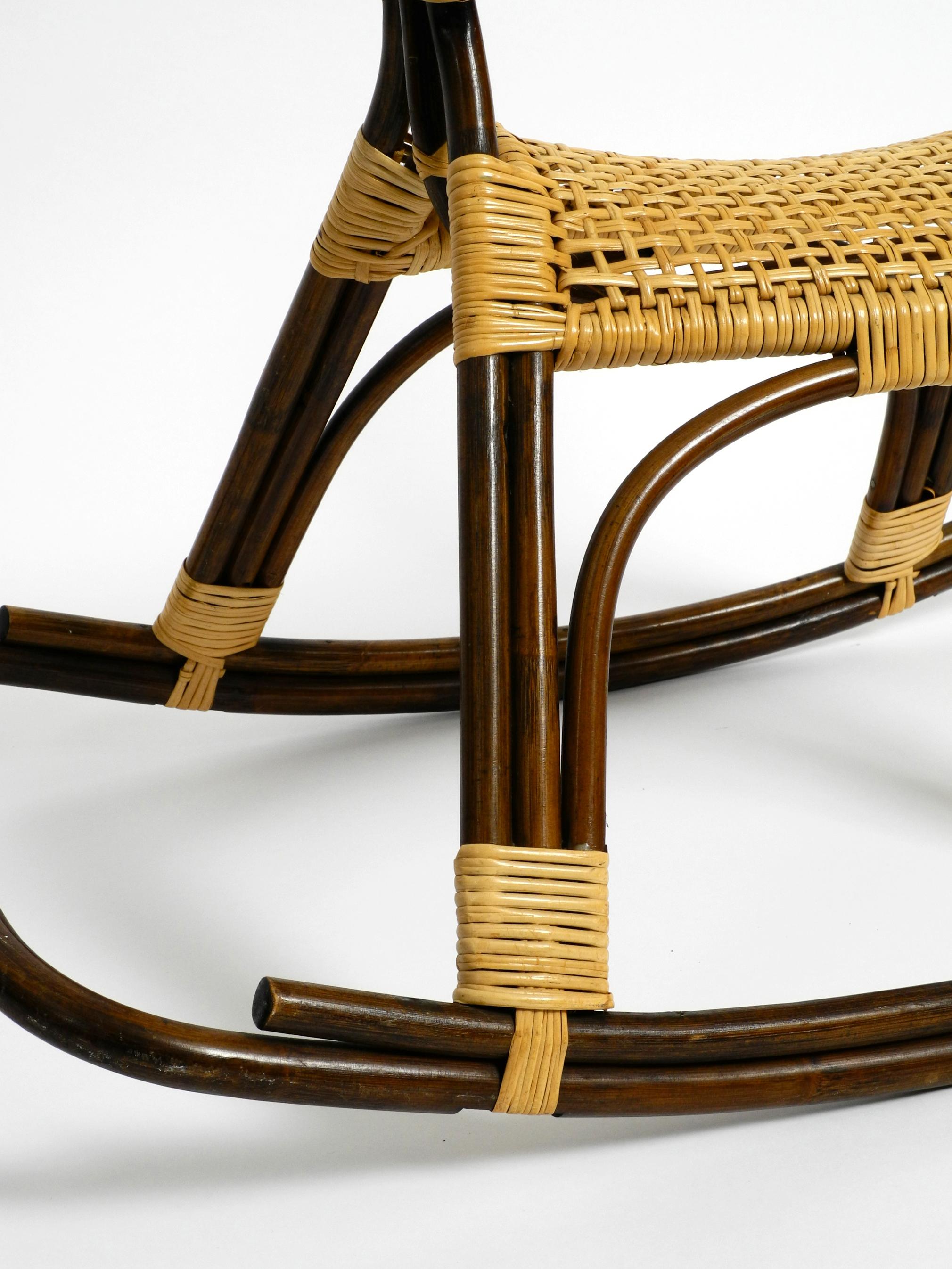 Mid-20th Century Original Italian Rocking Horse Made of Bamboo and Rattan For Sale