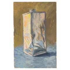 Original Italian Still Life Study of a Milk Carton, Expressionist Oil Painting