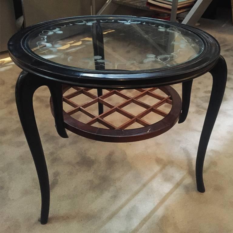 Amazing original Italian table, in ebonized wood, 1950s.