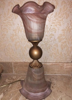 Italienische Original-Tischlampe aus farbigem Glas und Aluminium aus dem Jahr 1970