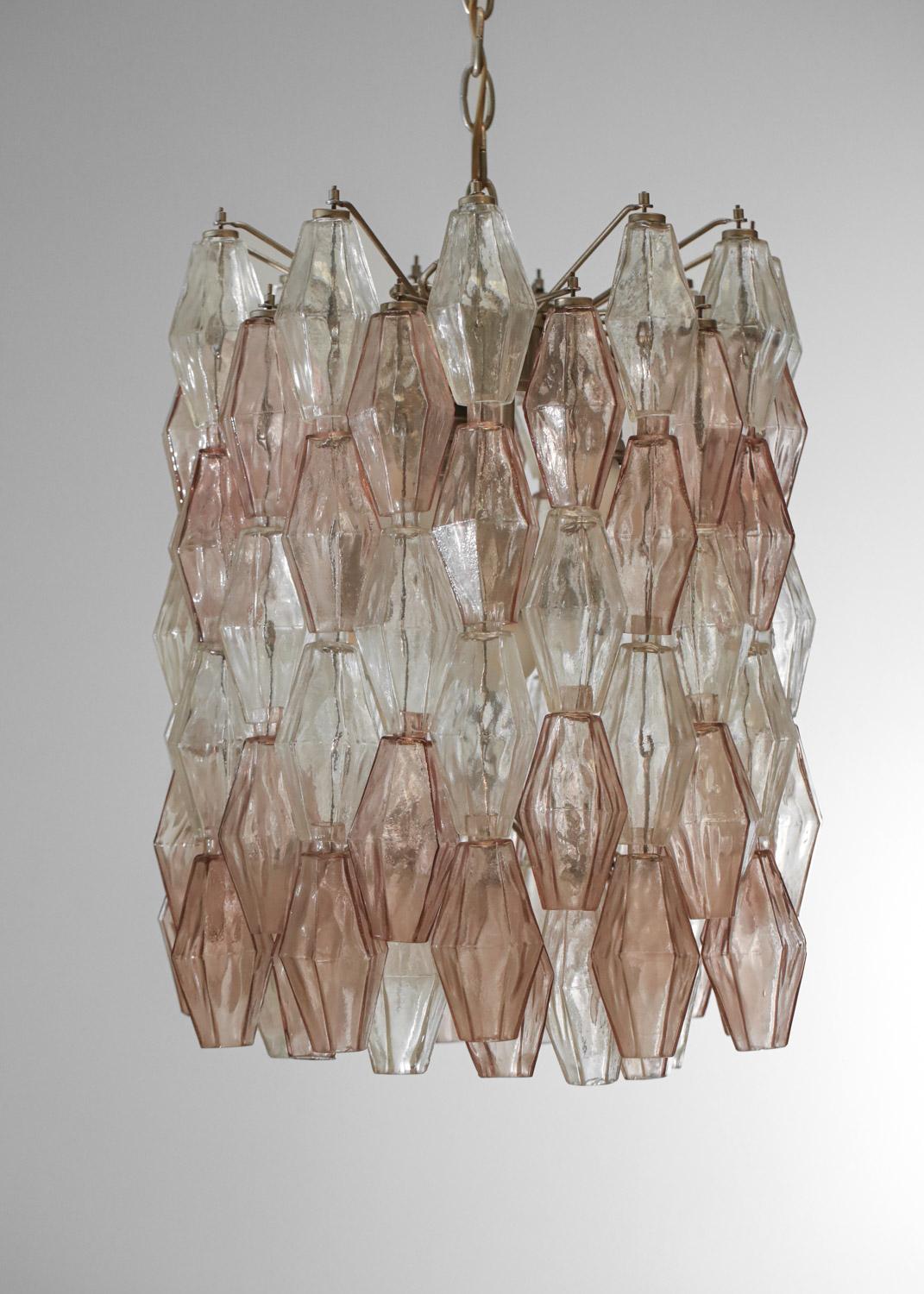 Original Italian venini polyhedral glass chandelier by Carlo Scarpa 50's For Sale 5