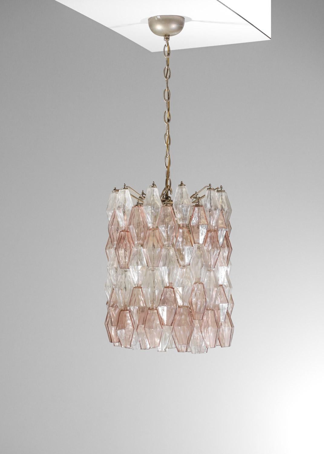 Original Italian venini polyhedral glass chandelier by Carlo Scarpa 50's For Sale 7
