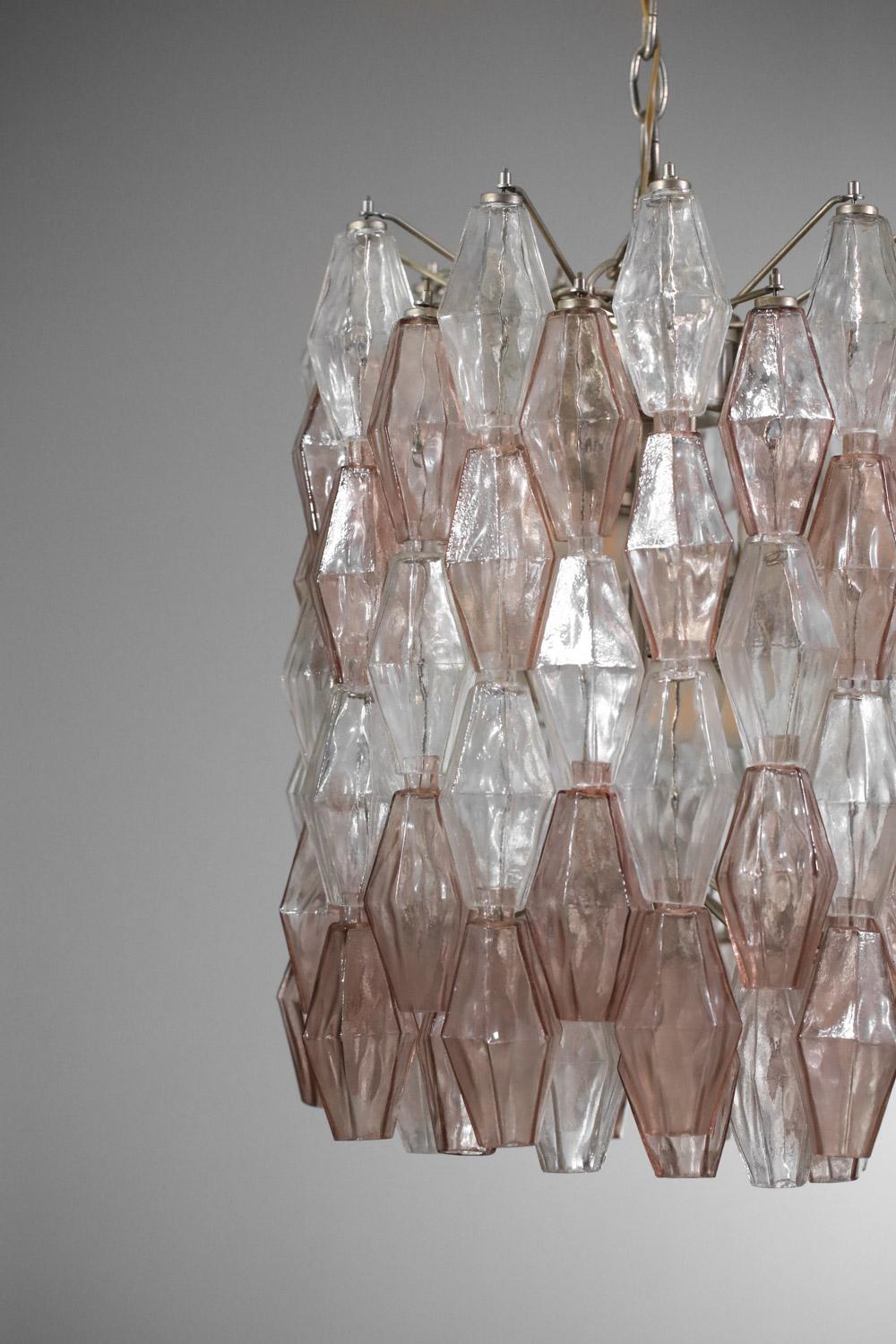 Original Italian venini polyhedral glass chandelier by Carlo Scarpa 50's For Sale 8