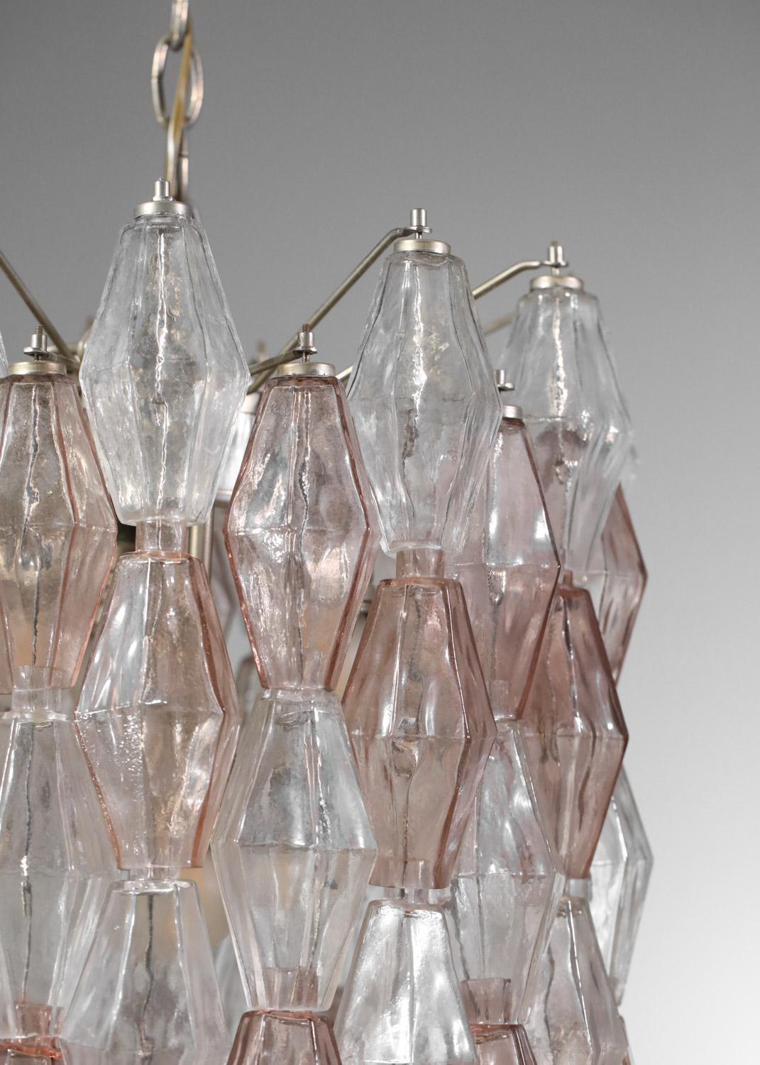 Original Italian venini polyhedral glass chandelier by Carlo Scarpa 50's For Sale 2