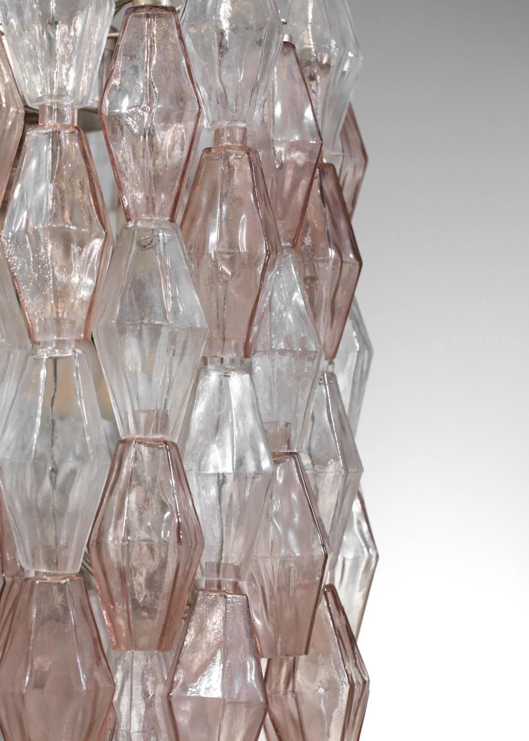 Original Italian venini polyhedral glass chandelier by Carlo Scarpa 50's For Sale 3