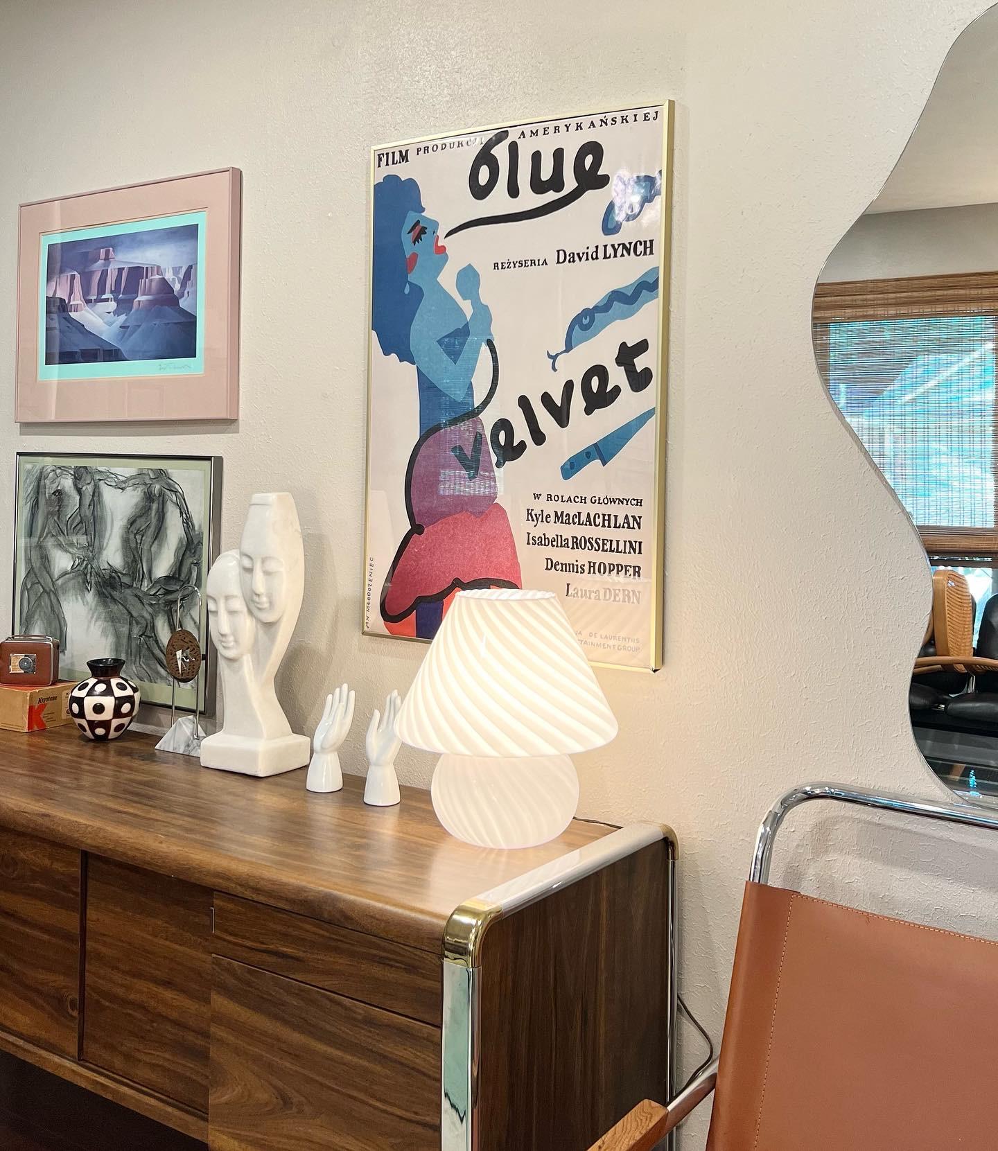 Verre brun Lampe champignon italienne Vetri Murano fabriquée à la main