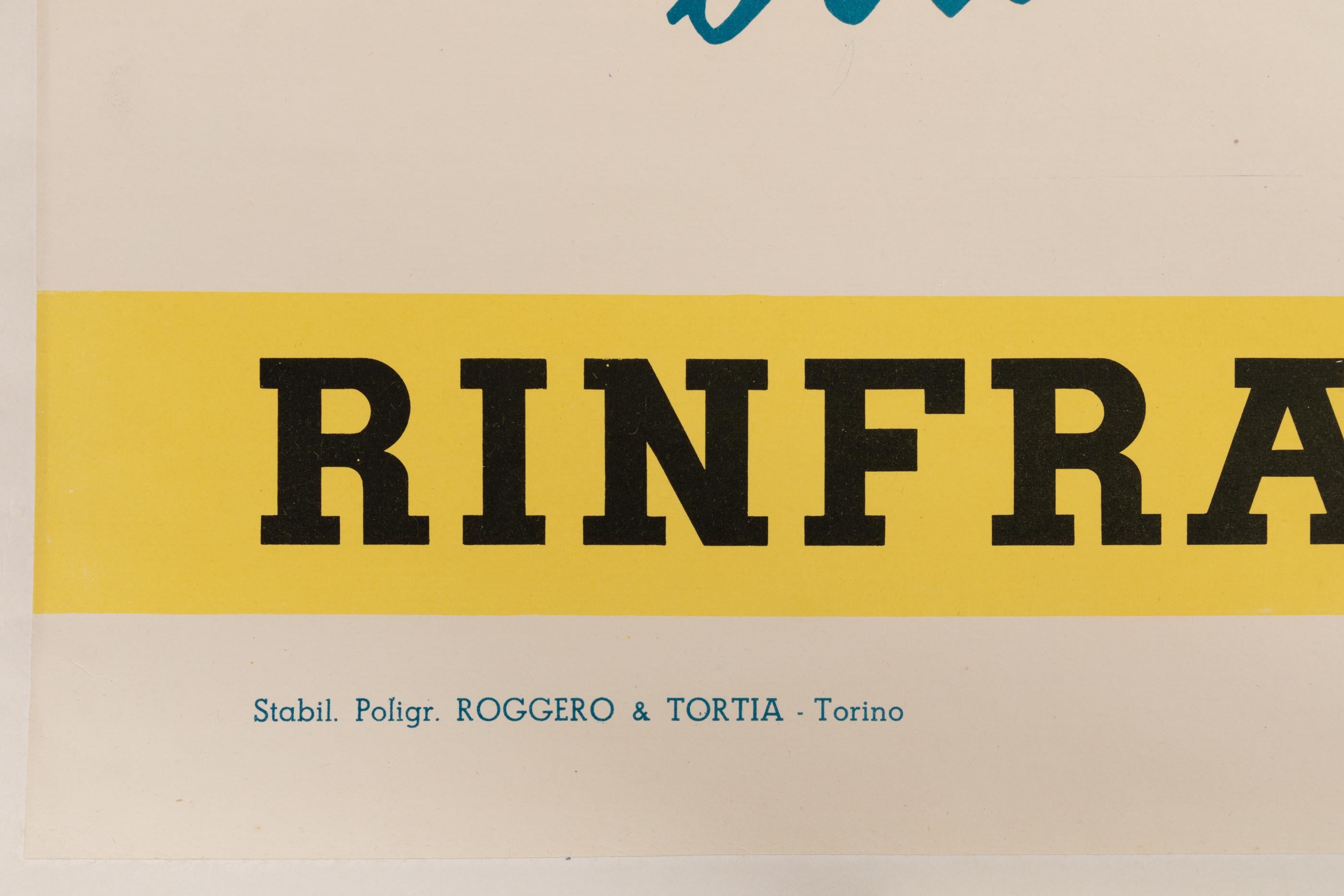 Papier Affiche italienne originale vintage Rosesi M.-China Martini-Quinquina-Ski, 1950 en vente
