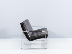 Original J. Lund & O. Larsen 2 Seater Leather & Steel Sofa Mod. BO-912 by BO-EX