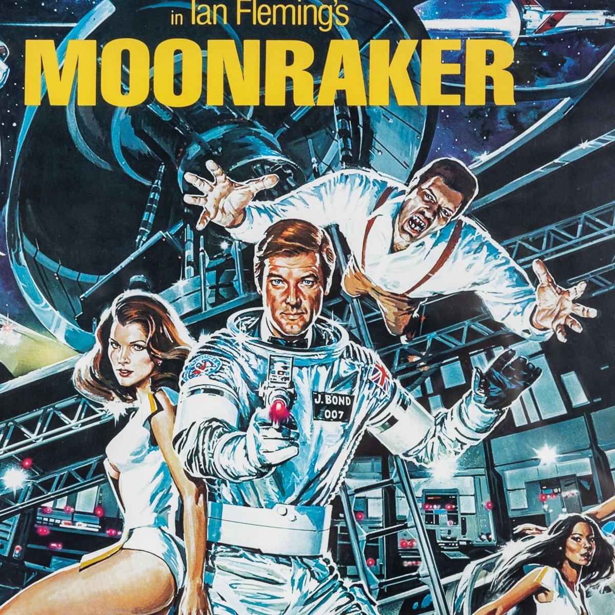 British Original James Bond 007 'Moonraker' Film Poster, Signed by Roger Moore, c.1979 For Sale
